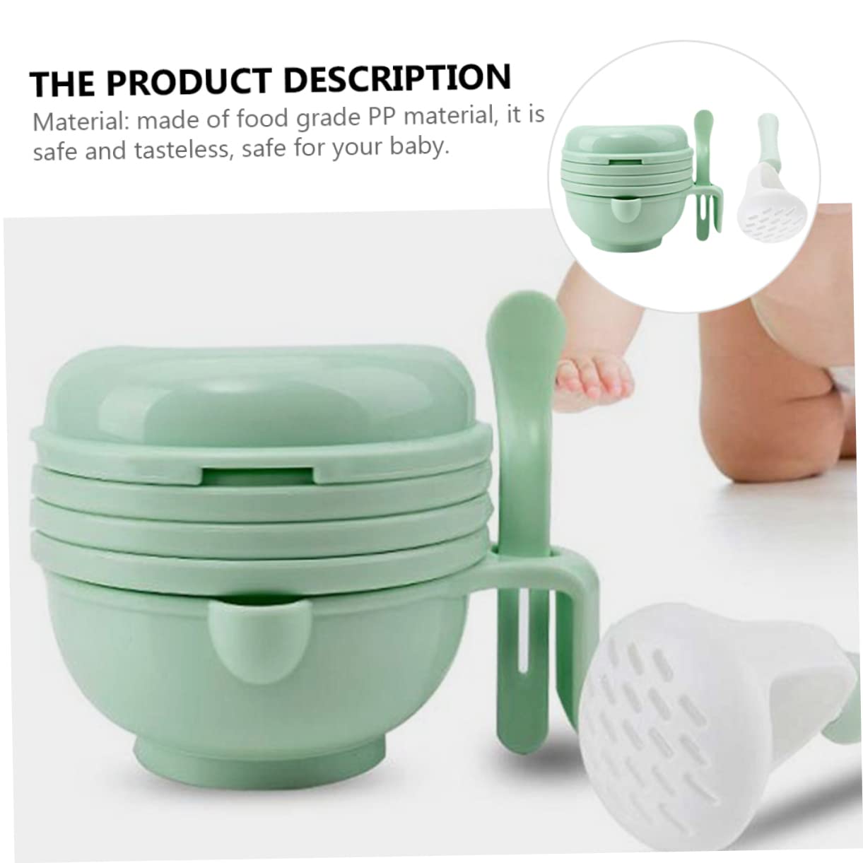 Toyvian Baby Food Bowl Set - Manual Grinding Bowl & Puree Maker for Infants | Weaning Tool with Easy Cleaning & Dishwasher Safe | Perfect for Homemade Baby Food & First Solid Meals