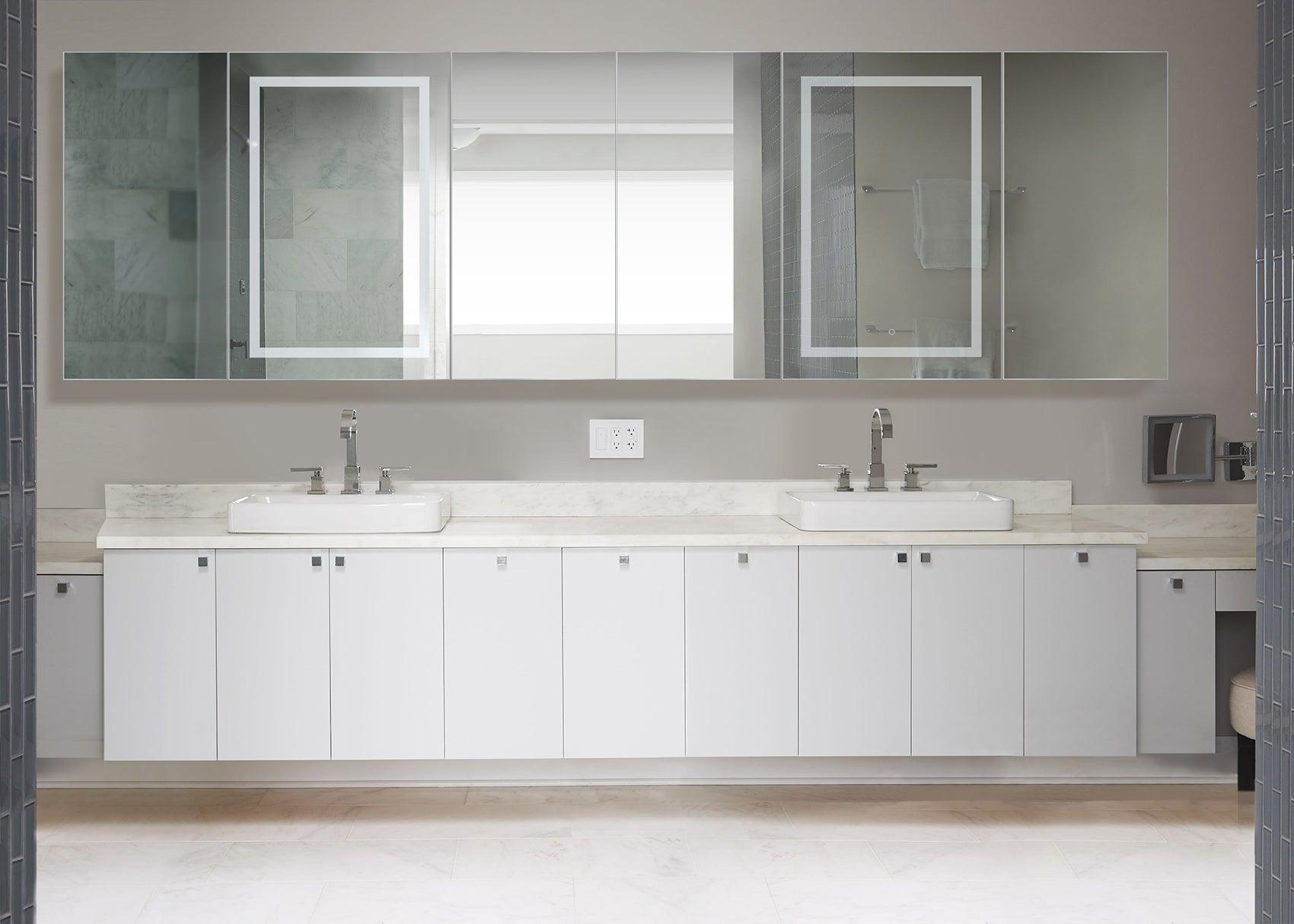 Krugg Svange 36 Inch LED Bathroom Mirror Medicine Cabinet with Adjustable Dimmer & Anti-Fog Function - Perfect for Modern Bathrooms, Vanities and Spa-Like Retreats