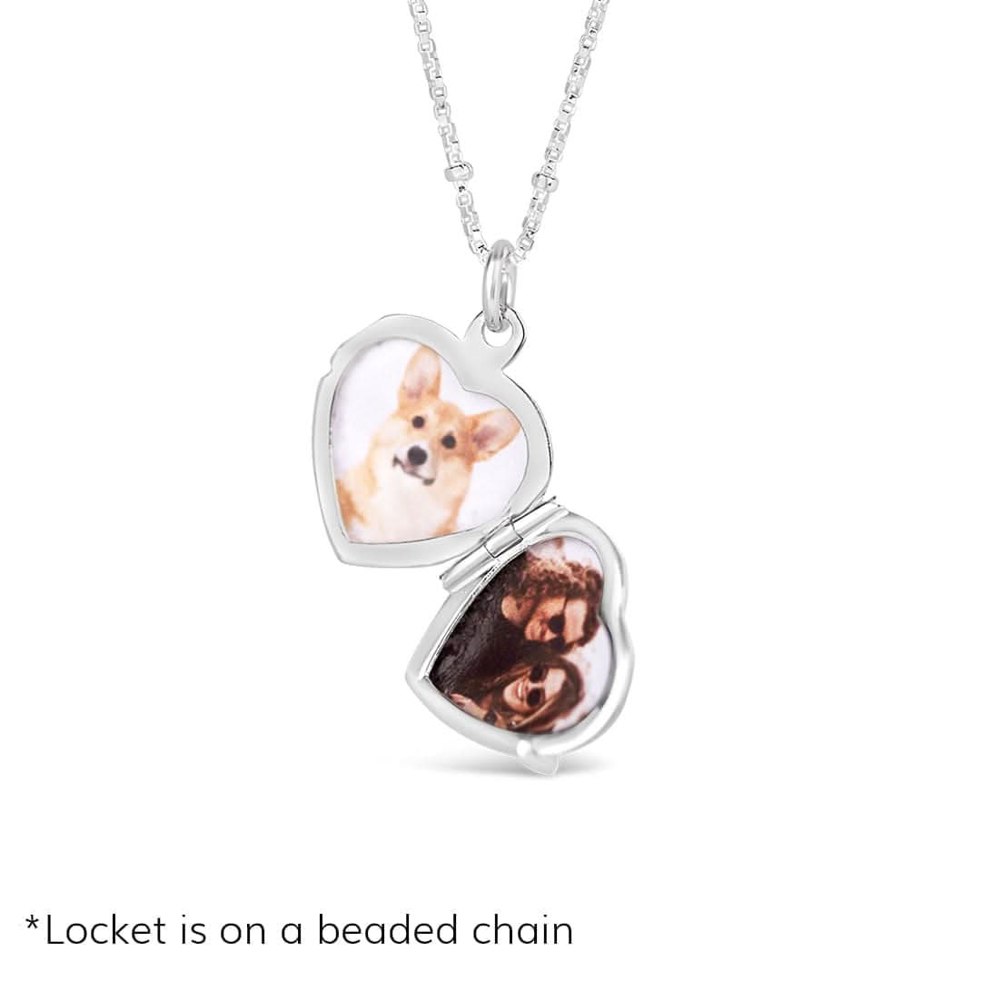 2 Photo Diamond Heart Locket Necklace in Sterling Silver - Personalized Keepsake Jewelry for Loved Ones | Perfect for Anniversaries, Valentine's Day & Memorial Gifts