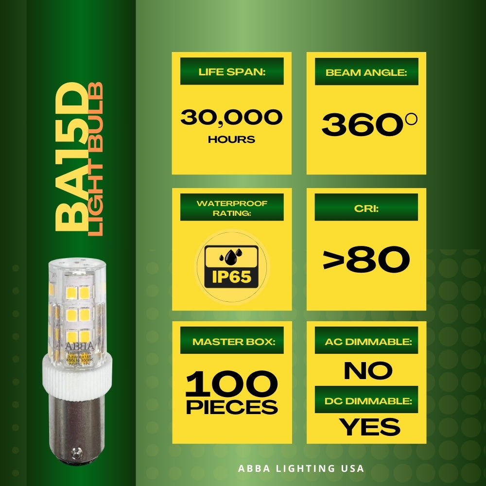 BA15D 3.5W LED Bulb 12V Bayonet Base - Energy Efficient 1156 Replacement Light for Cars, Boats & RVs - Long Lasting Auto Interior & Exterior Lighting Solution