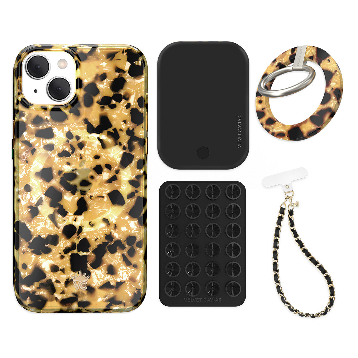 Blonde Tortoise iPhone Grip Bundle Set - Stylish & Secure Phone Holder for Everyday Use, Commuting, and Travel