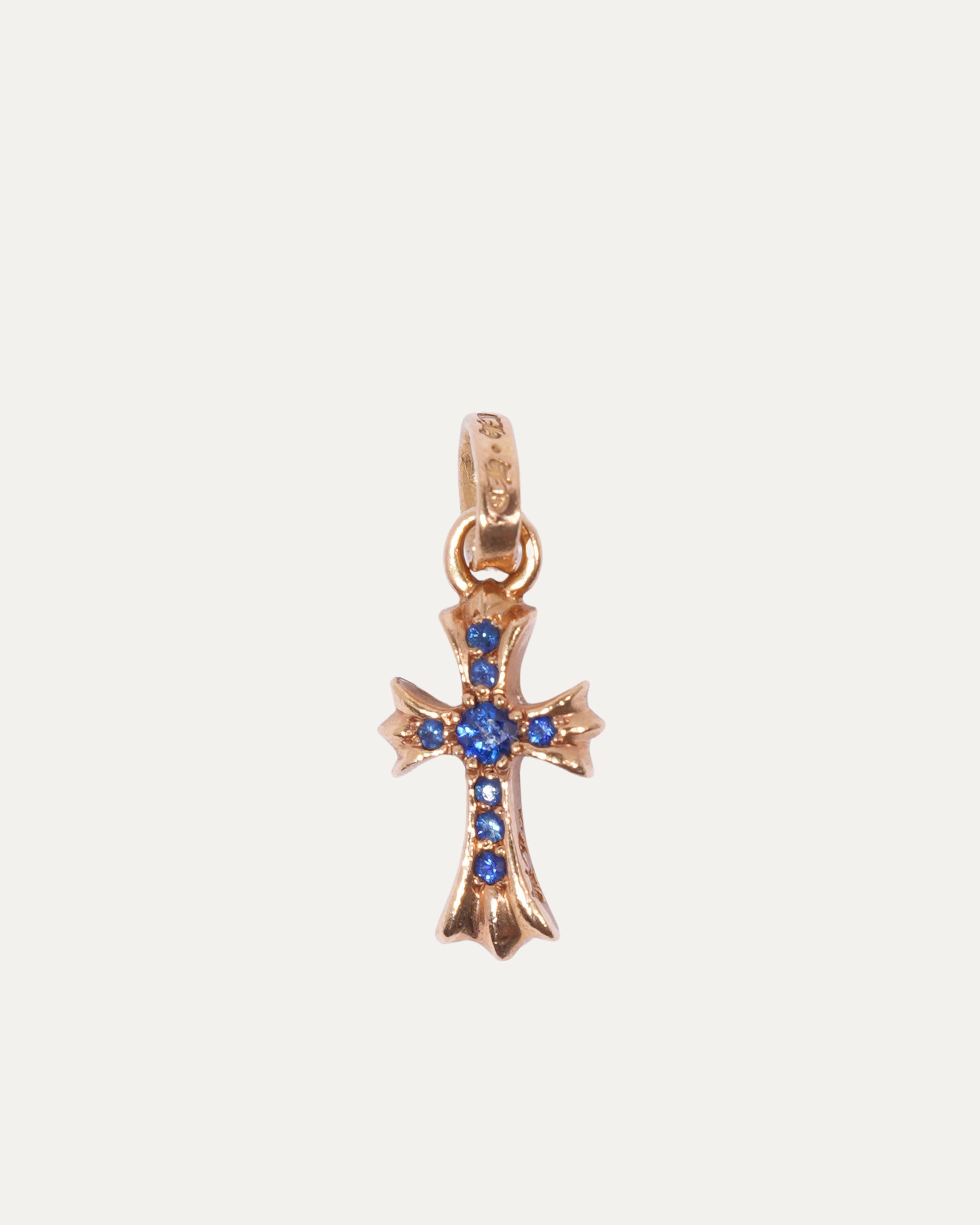 22K Gold Baby Fat Blue Sapphire Cross Charm Pendant - Elegant Jewelry for Women, Gift for Baptism, First Communion & Special Occasions