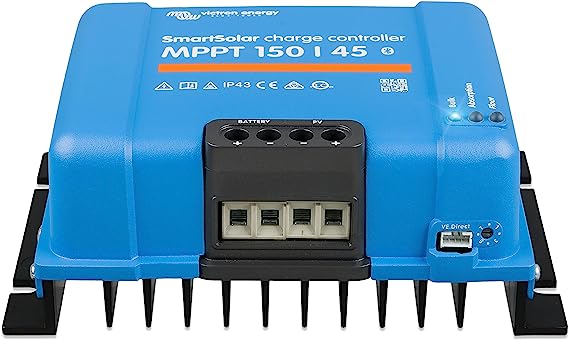 Victron Energy SmartSolar MPPT 150/45 Solar Charge Controller - 45A 150V Max Input for RV, Boat & Off-Grid Solar Systems | Efficient Battery Charging for Solar Panels | SCC115045212