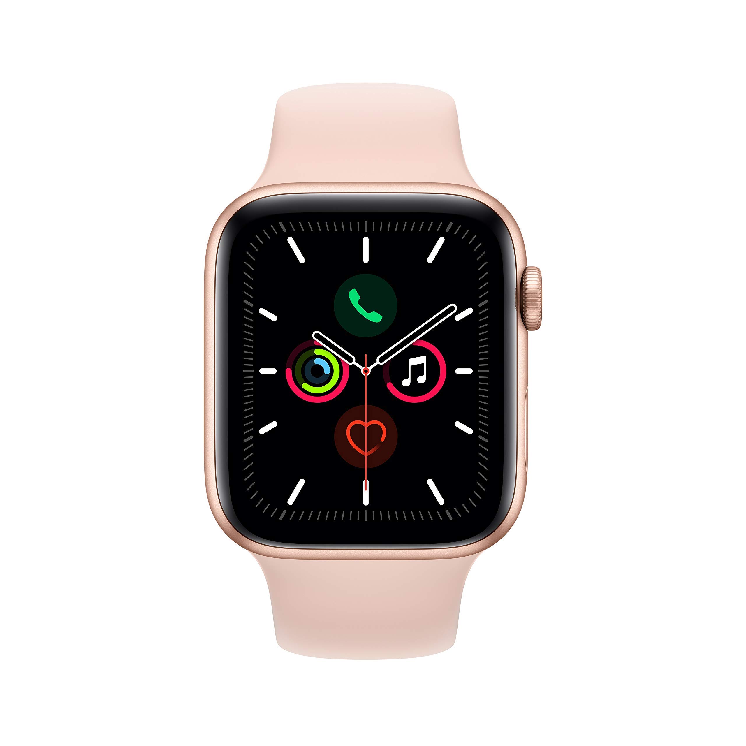 Apple Watch Series 5 GPS 44mm Gold Aluminum Case with Pink Sand Sport Band - Renewed Smartwatch for Women, Fitness Tracking & Heart Rate Monitor - Perfect for Running, Workouts & Daily Activity Tracking