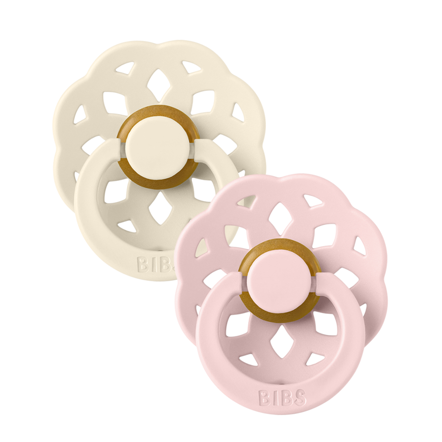 BIBS Round Latex Pacifiers Twin Pack - Natural Rubber Baby Soothers for Newborns & Infants | Perfect for Daytime Comfort & Nighttime Sleep | Bohème Collection