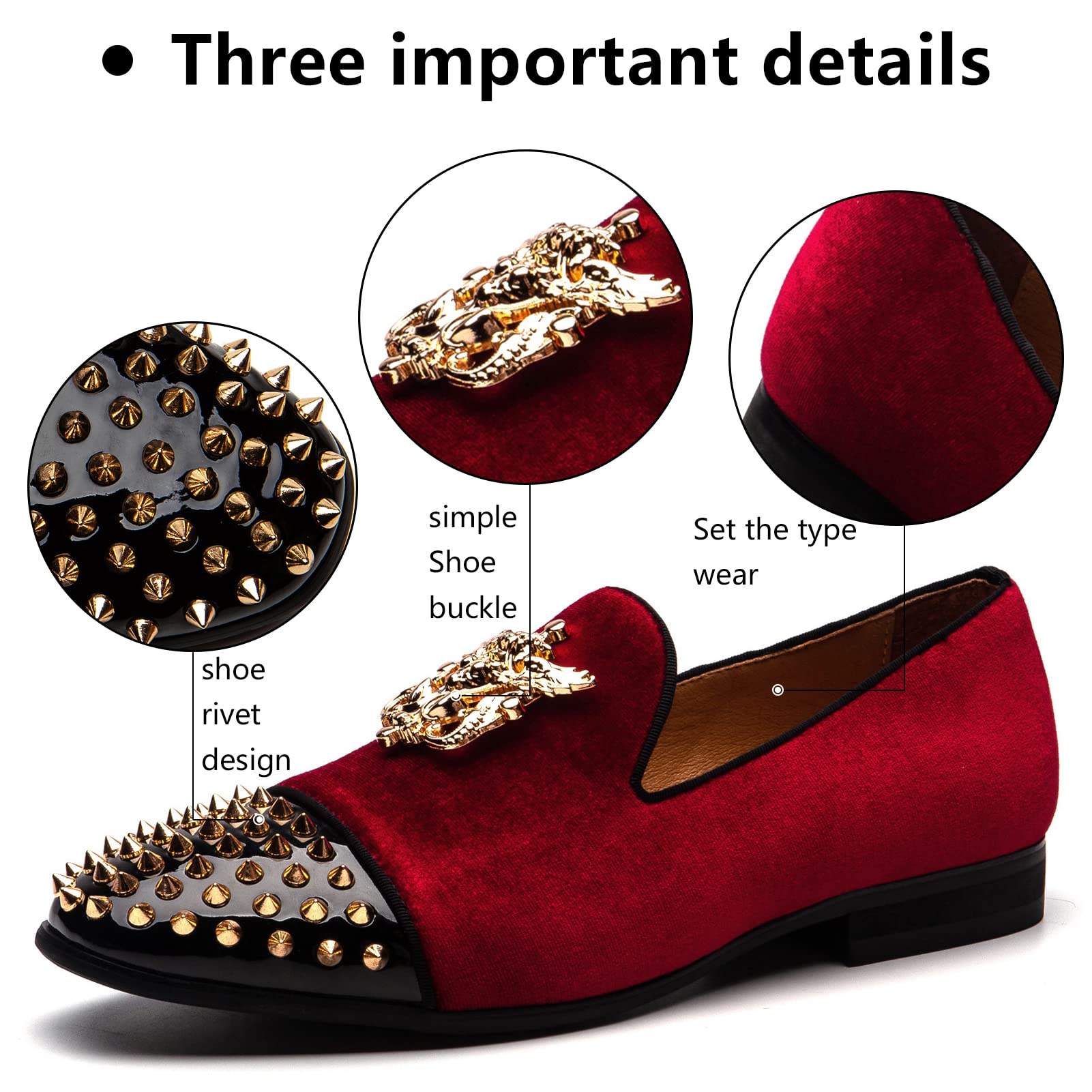 Meijiana Men's Velvet Loafers - Luxury Dress Shoes with Metal Embellishments for Formal Events & Parties | Comfortable Slip-On Loafers for Weddings, Business Meetings & Evening Occasions