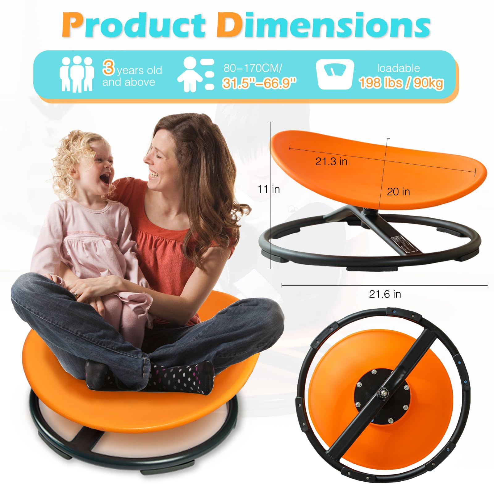Sensory Spinning Chair for Autistic Kids - Training Body Coordination & Balance - Perfect for Therapy, Classroom, and Home Use