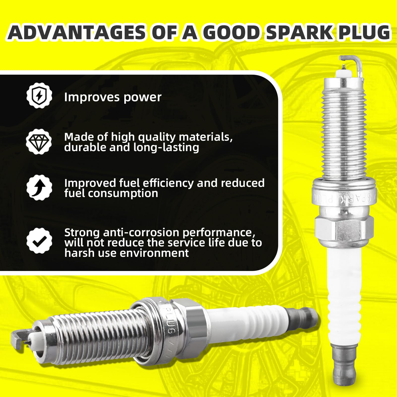 4 PCS Ignition Coils & Iridium Spark Plugs Kit - Compatible with Honda Accord CR-V Civic Insight RDX 2017-2021 1.5L 2.0L - UF781 3052059B013 Replacement Parts - Improve Engine Performance & Fuel Efficiency for Daily Commute & Road Trips