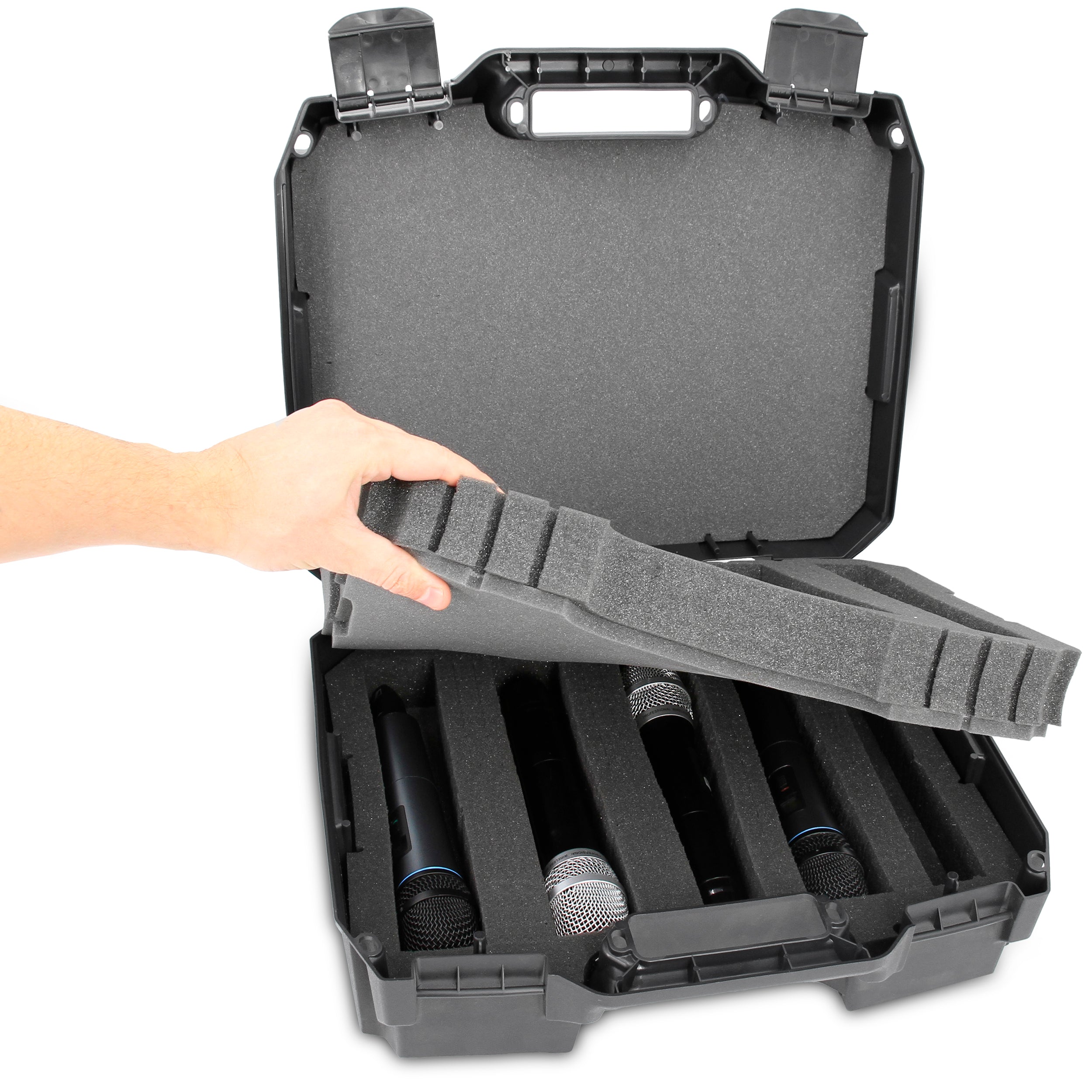 CASEMATIX Durable Hard Shell Microphone Case for Sennheiser, Audio-Technica & Shure Wireless Mics - Shockproof Protection with Dual Layer Foam Padding (Case Only) - Perfect for Studio Recording, Live Performances & Travel Storage