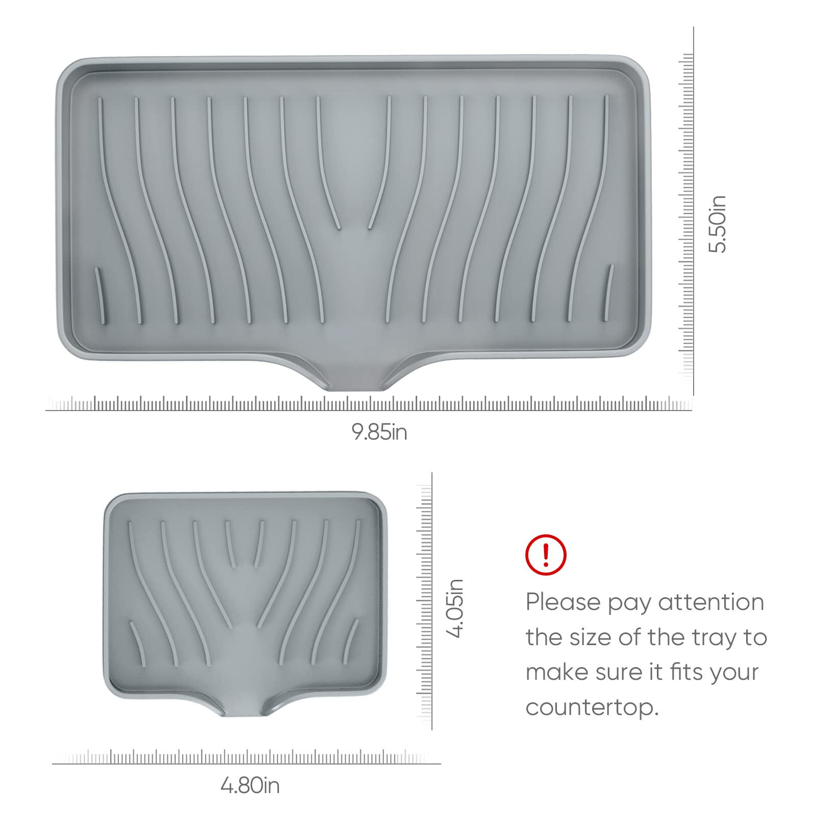 Self Draining Silicone Kitchen Sink Tray - Soap Holder & Sponge Organizer for Bathroom & Kitchen Sink - Perfect for Soap Dispenser, Dish Scrubber & Palm Brush - Keeps Sink Area Clean & Organized