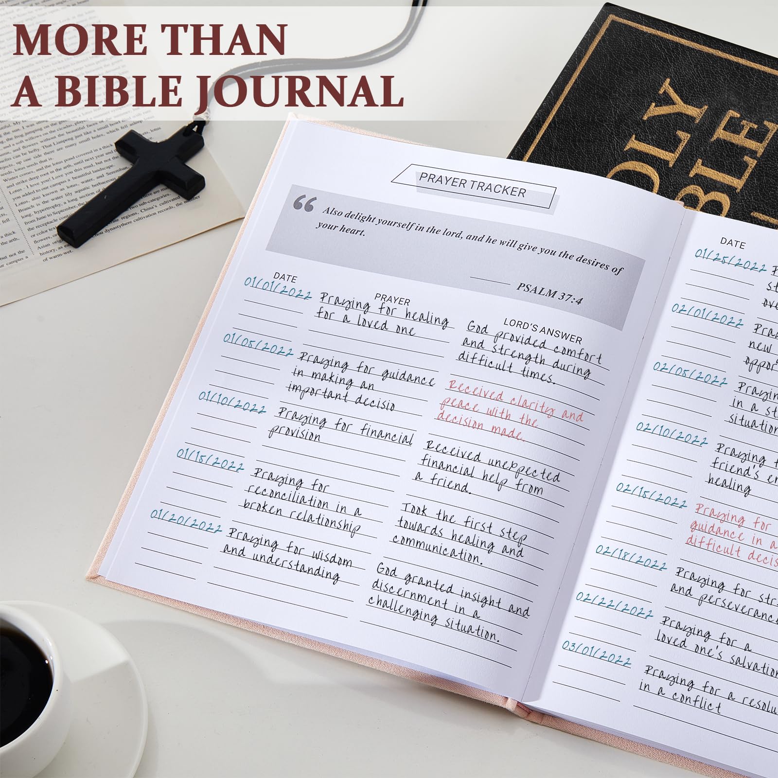 Christian Prayer Journal for Women & Men - Daily Devotional Bible Study Notebook with Guided Prompts, 120 Days (7.5 x 9 Inch, Pink) - Perfect for Quiet Time, Bible Study Groups & Spiritual Gift Giving
