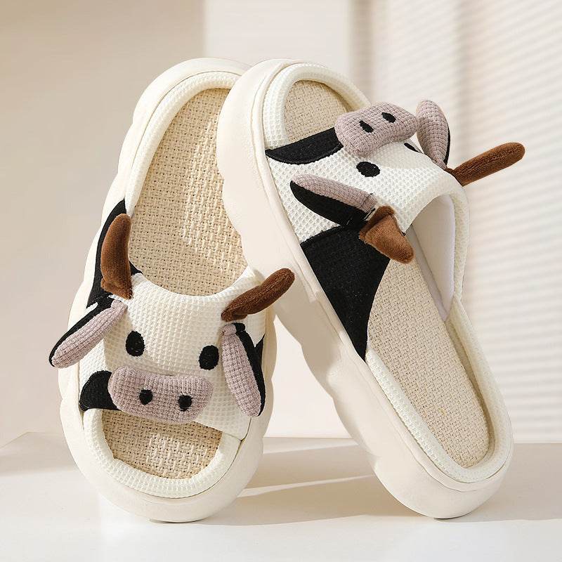 Cowzy Kawaii Slippers - Soft & Cute Cow Print House Slippers for Women & Girls | Cozy Indoor & Outdoor Wear for Home, Dorm, or Lounge