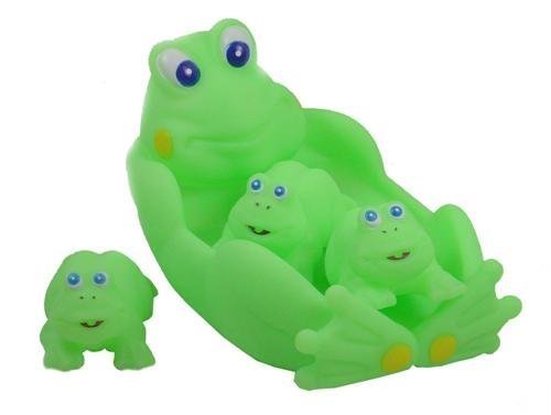 Playmaker Toys Rubber Frog Family Set of 4 - Non-Toxic Baby Bath Toys for Toddlers & Kids - Fun Bathtime, Pool, and Sensory Play Gifts