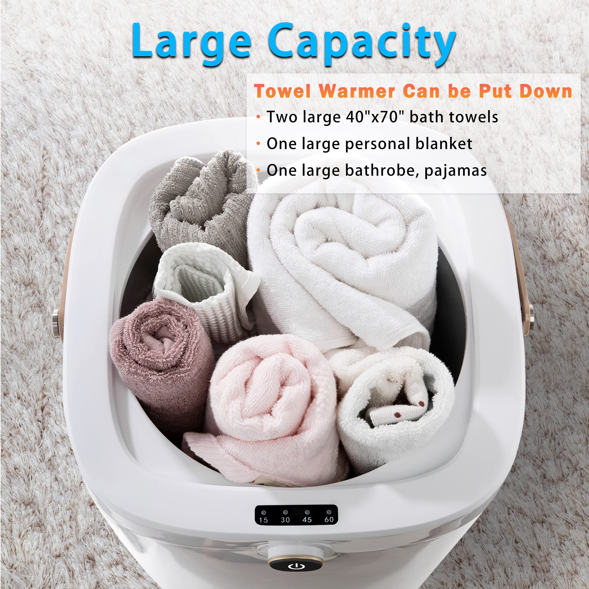 Luxury Large Spa Towel Warmer Bucket for Bathroom - Fast Heating in 10 Minutes - Holds 2 Oversized Towels, Bathrobes & Blankets - Yellow - Perfect for Home Spa, Hotels & Relaxation Moments