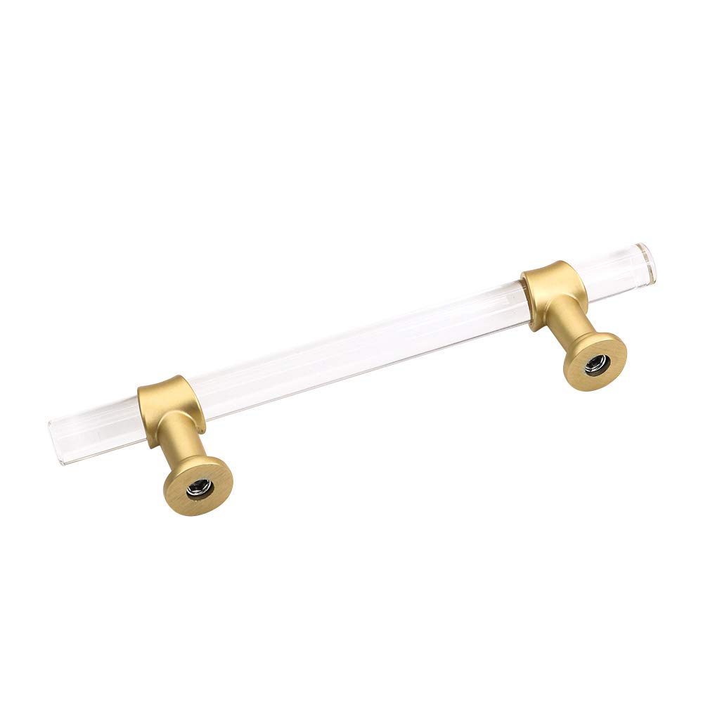 Gold Cabinet Pulls 5 Pack - Brushed Brass Drawer Handles for Kitchen & Dresser