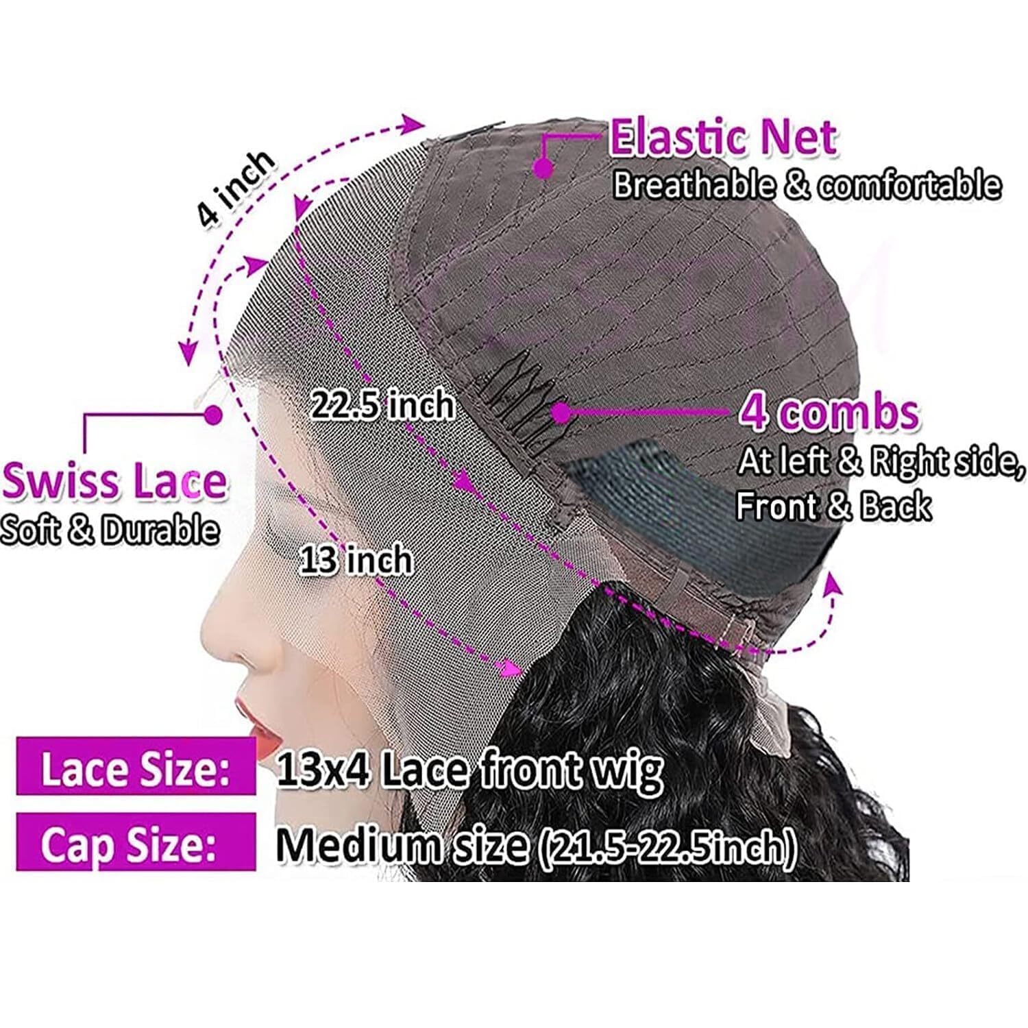 13x4 HD Lace Front Wig 20 Inch Kinky Curly Human Hair Wig - Pre Plucked 180% Density Natural Black Women's Lace Front Wigs for Daily Wear, Parties & Special Occasions
