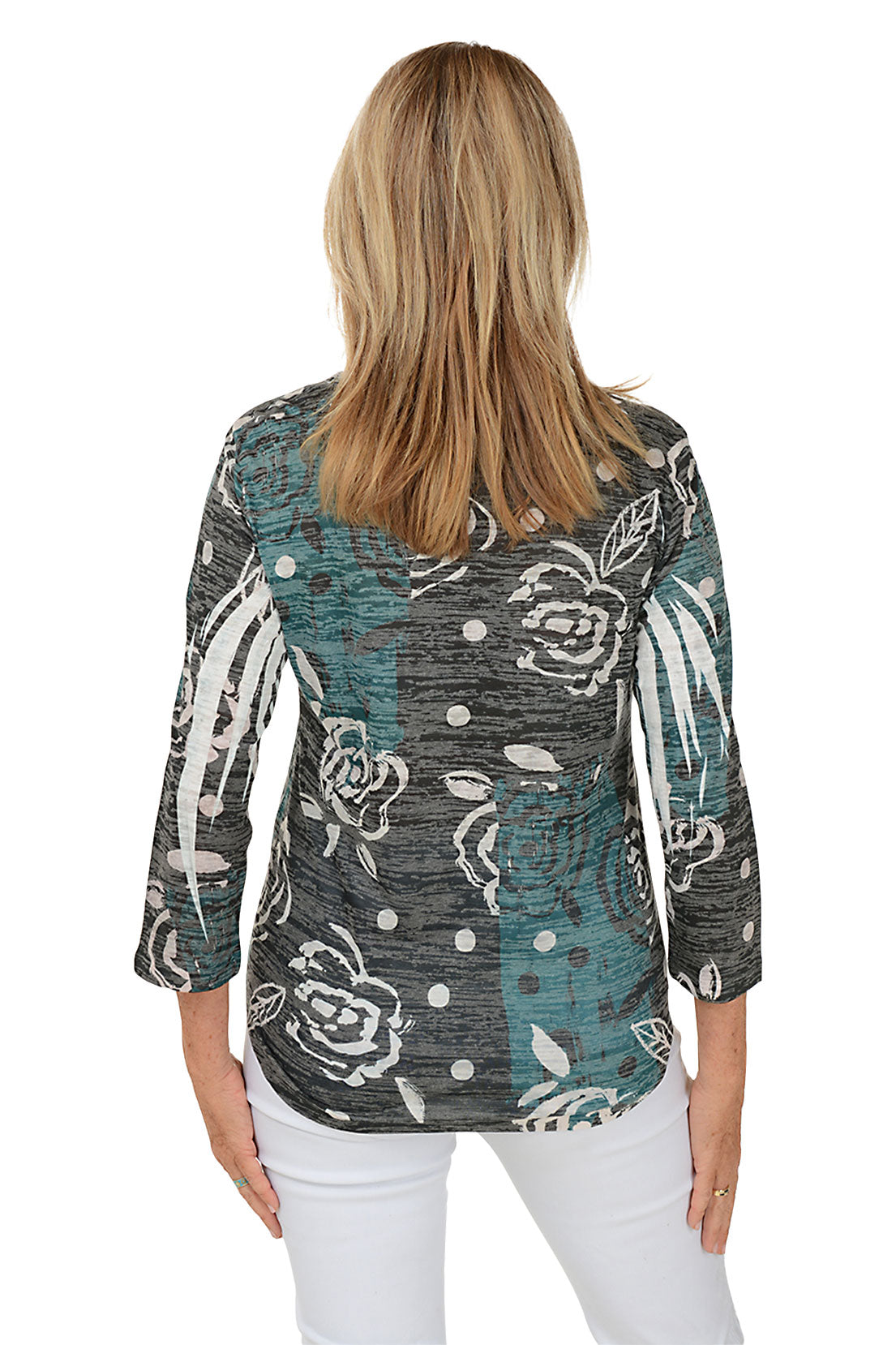 Rosette Curved Hem Burnout Knit Top for Women - Stylish Casual & Party Wear - Perfect for Date Nights, Office Outfits & Summer Fashion