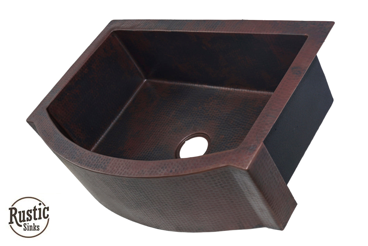 Flat Edge Rounded Front Copper Farmhouse Sink - Vintage Style Kitchen Sink for Rustic & Modern Homes | Perfect for Farmhouse, Cottage & Country Style Kitchens