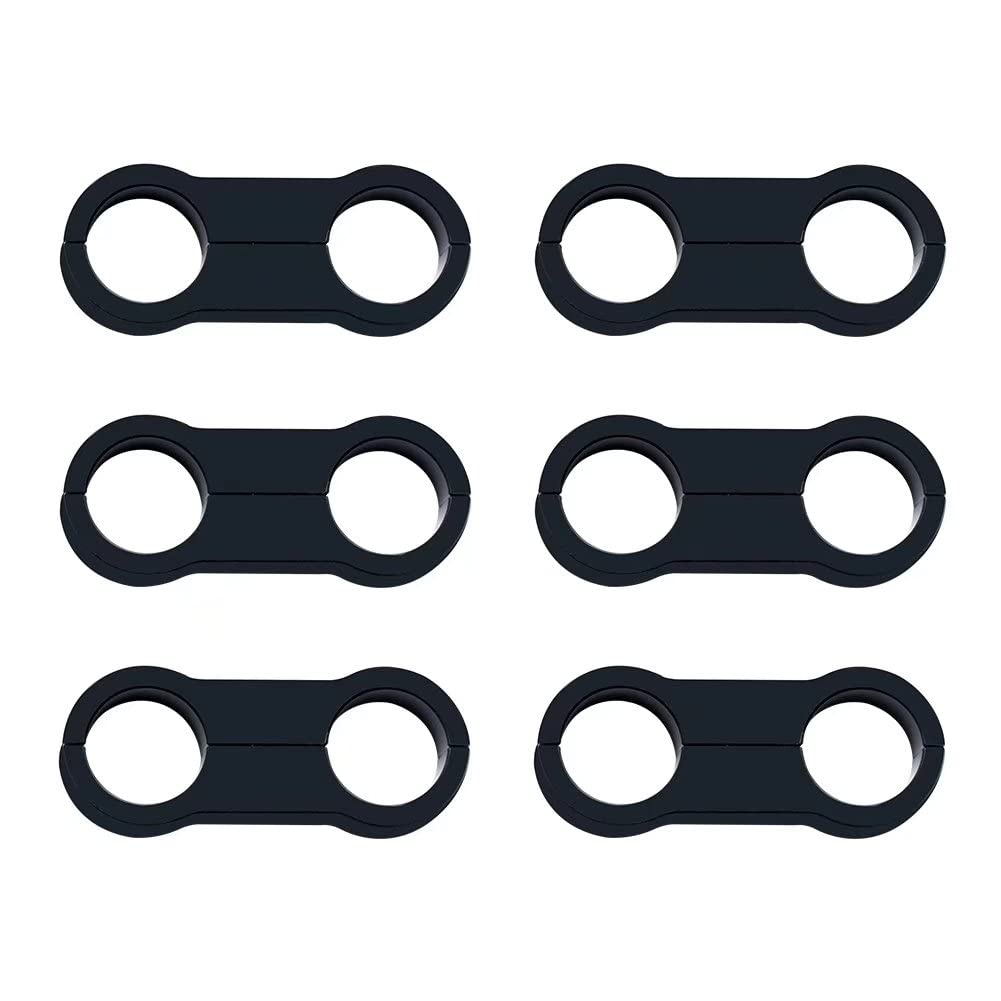 8AN Black Aluminum Hose Clamp Separator - Fuel, Oil, Brake, Water & Gas Line Adapter (6-Piece Set) for Automotive, Marine & Industrial Applications