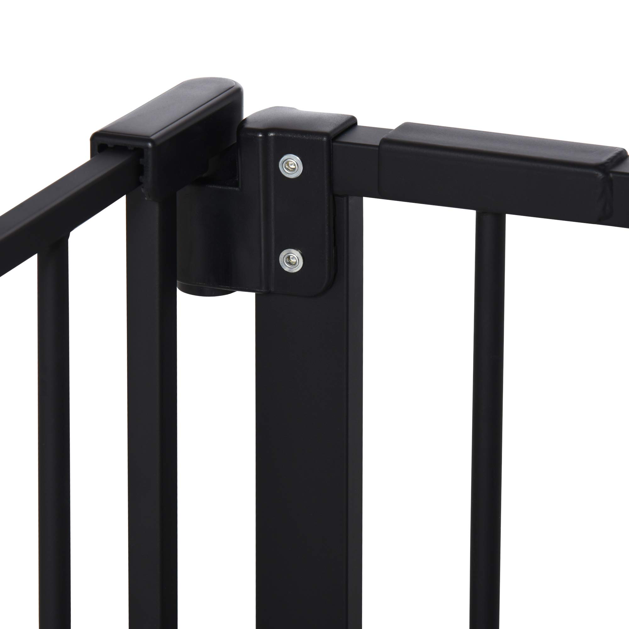 PawHut 30 Inch Tall Pet Gate with Door - Pressure Mounted Dog Gate for Stairs, Hallways & Indoor Use - Includes 7