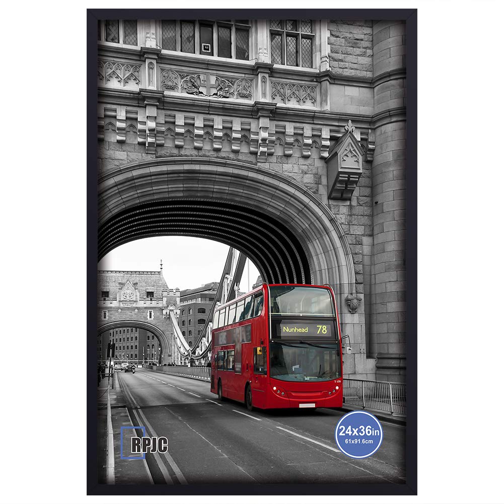 24x36 Inch Solid Wood Poster Frame - Black Wall Mount Picture Frame for Art, Photos & Posters - Perfect for Living Room, Bedroom & Office Decor