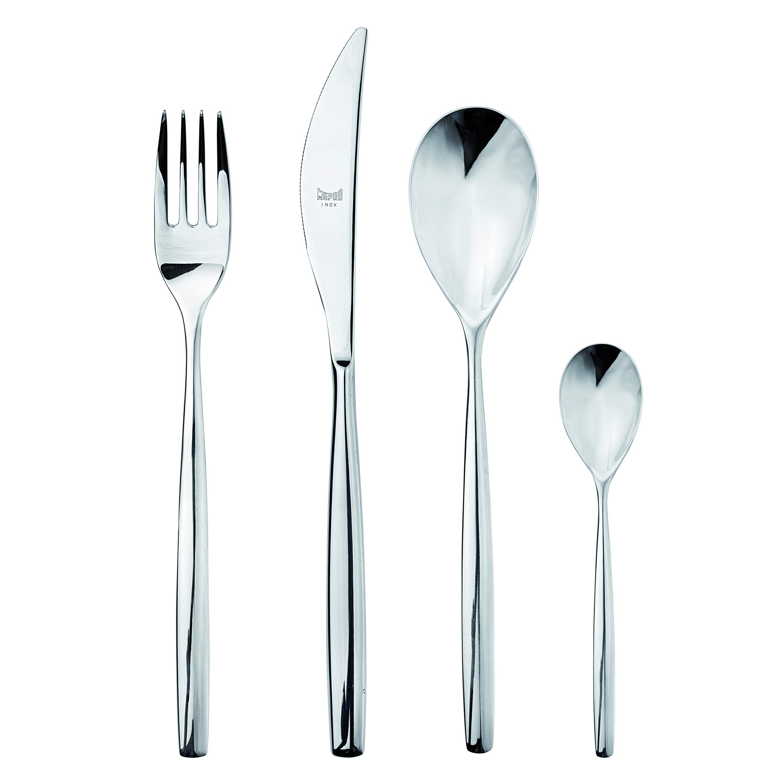 Premium MEPRA 24-Piece Stainless Steel Cutlery Set - Elegant Silver Flatware for Dining, Kitchen & Entertaining - Includes Knives, Forks, Spoons - Perfect for Restaurants, Weddings & Gifts