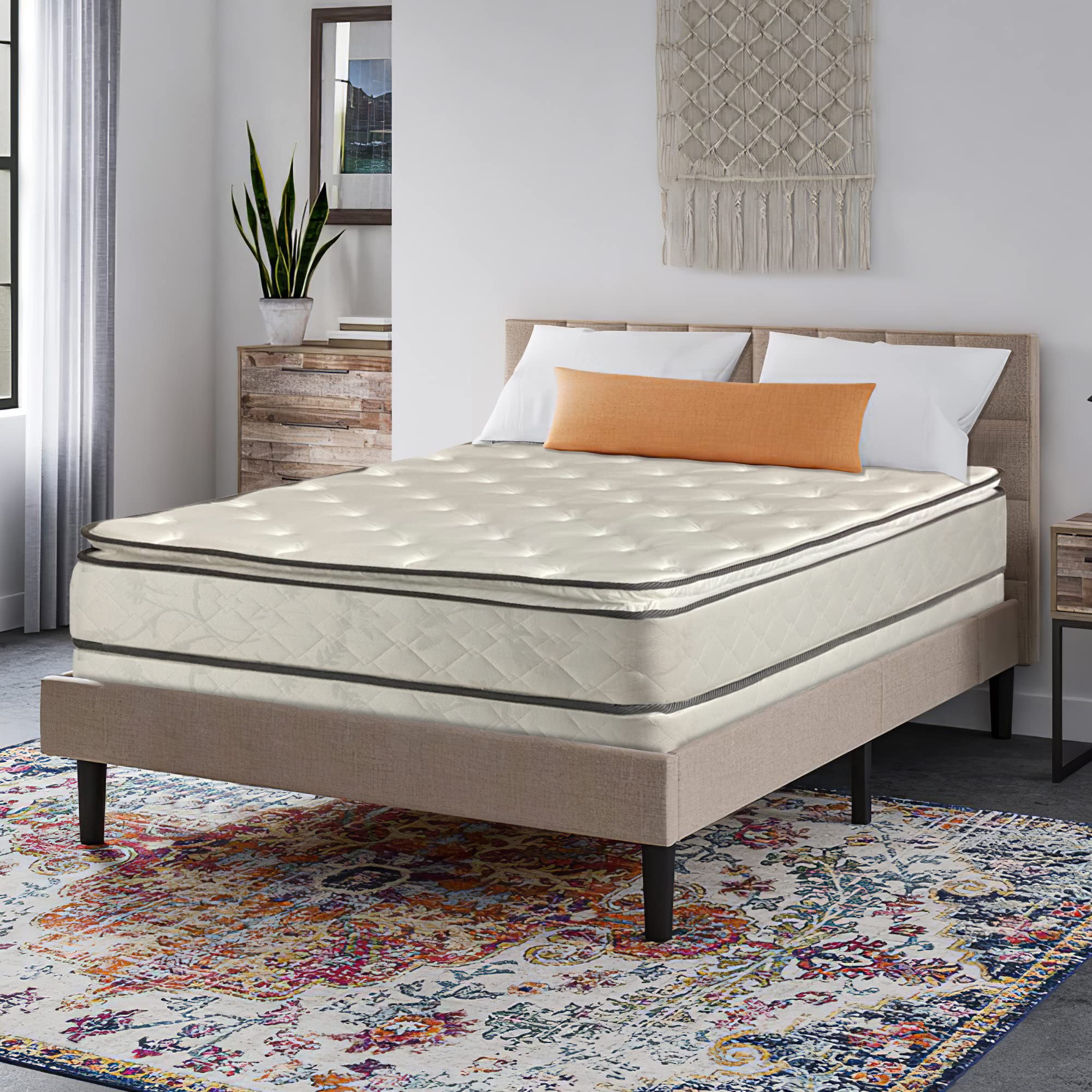 10-Inch Medium Plush Pillowtop Innerspring Mattress & 4-Inch Metal Box Spring Set - Twin XL Size 79