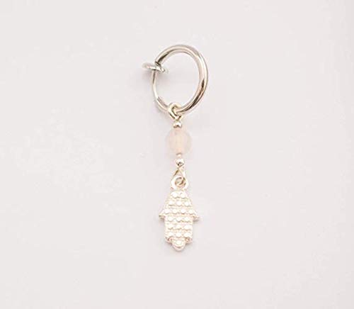 Rose Quartz Clip-On Belly Ring - Silver Dangle Fake Navel Piercing for Women | Perfect for Parties, Cosplay & Everyday Fashion Accessories