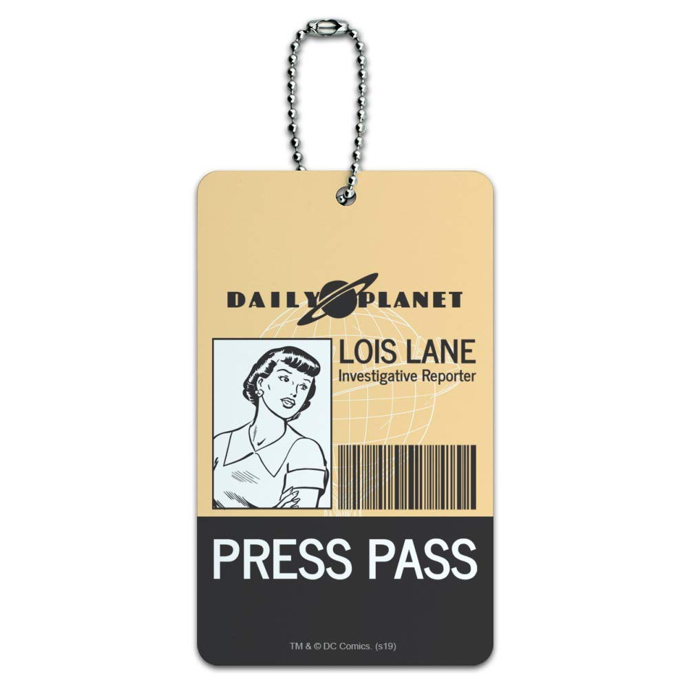 Superman Lois Lane Press Pass Luggage Tag - Durable Suitcase ID Card Holder for Carry-On Bags - Perfect for Travel, Cosplay & Comic Book Fans