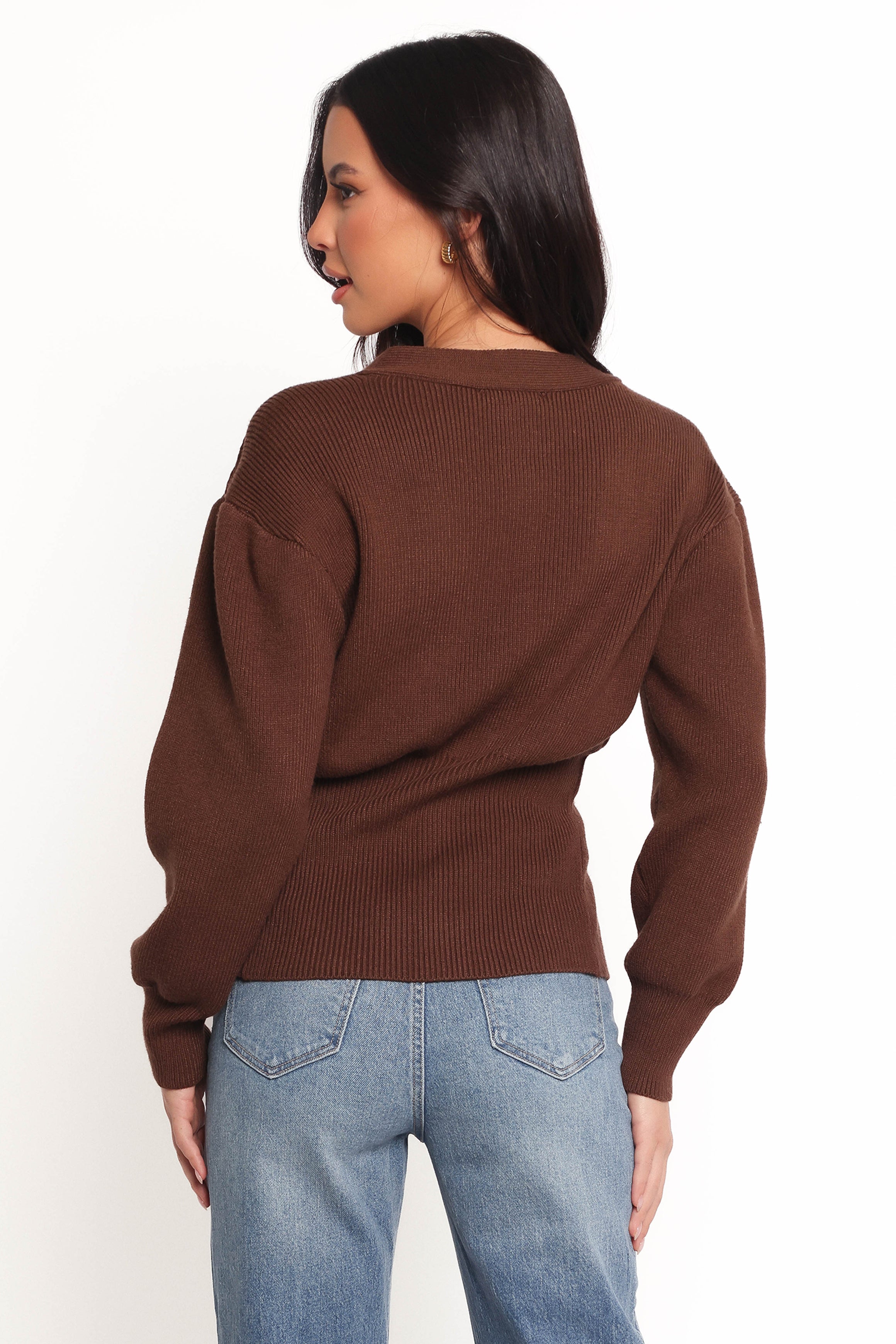 Cyrelle Women's Single Button Long Sleeve Cardigan Sweater - Soft Brown Knit Open Front Wrap for Office, Casual Outfits & Fall Layering