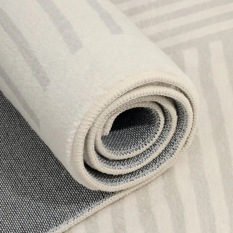 Avalyn Modern Geometric Faux Wool Area Rug - Soft Non-Slip Living Room Rug for Bedroom, Office & Home Decor - 5x7 Feet Grey Contemporary Carpet