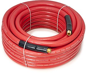 Titan 19382 3/8 Inch X 50 Feet Heavy Duty Rubber Air Hose - Ideal for Air Compressors, Pneumatic Tools, and Industrial Applications