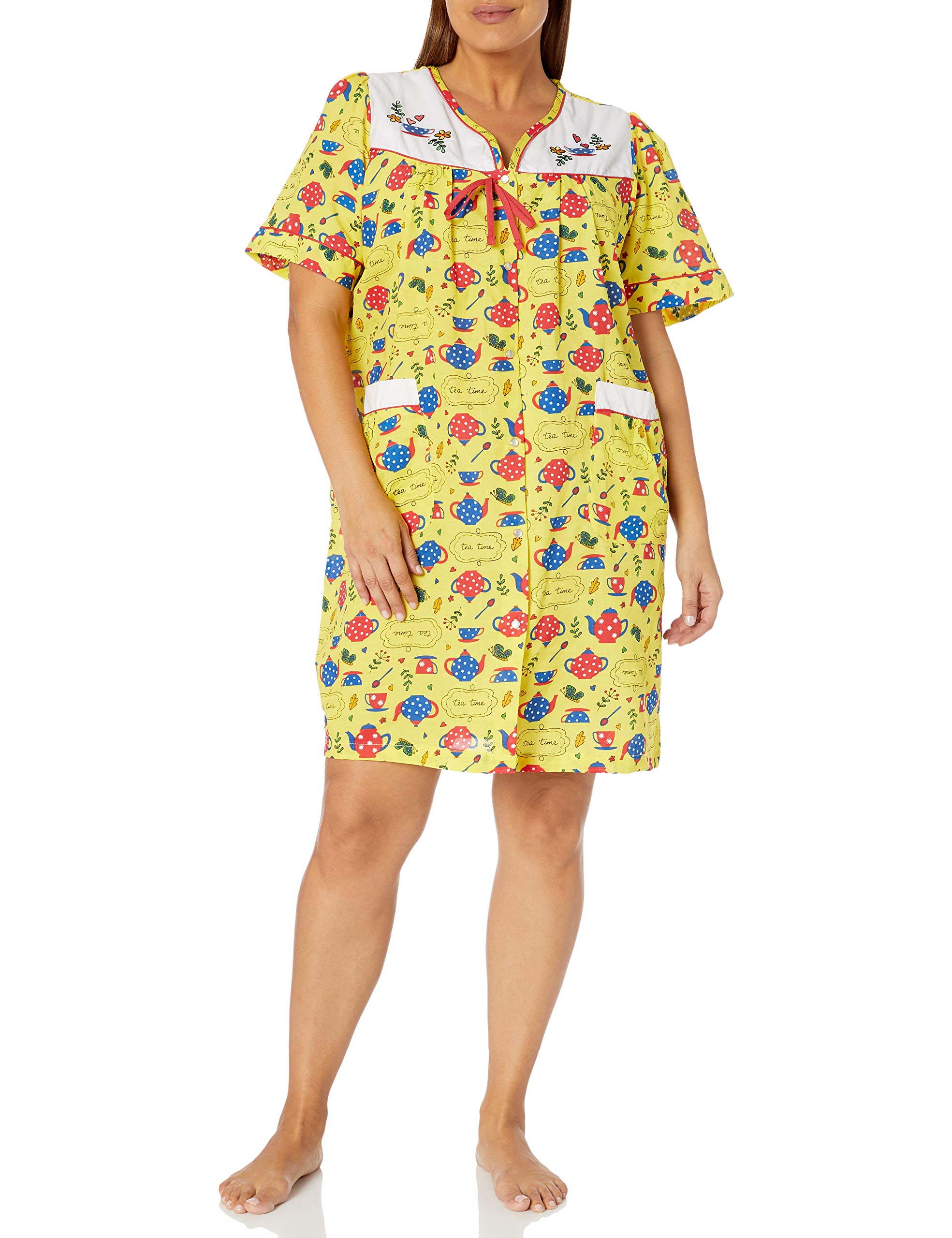Moon Dance Women's Plus Size 93123AZX Floral Print Wrap Dress, Yellow Tea Time 2X for Brunch, Garden Parties & Summer Occasions