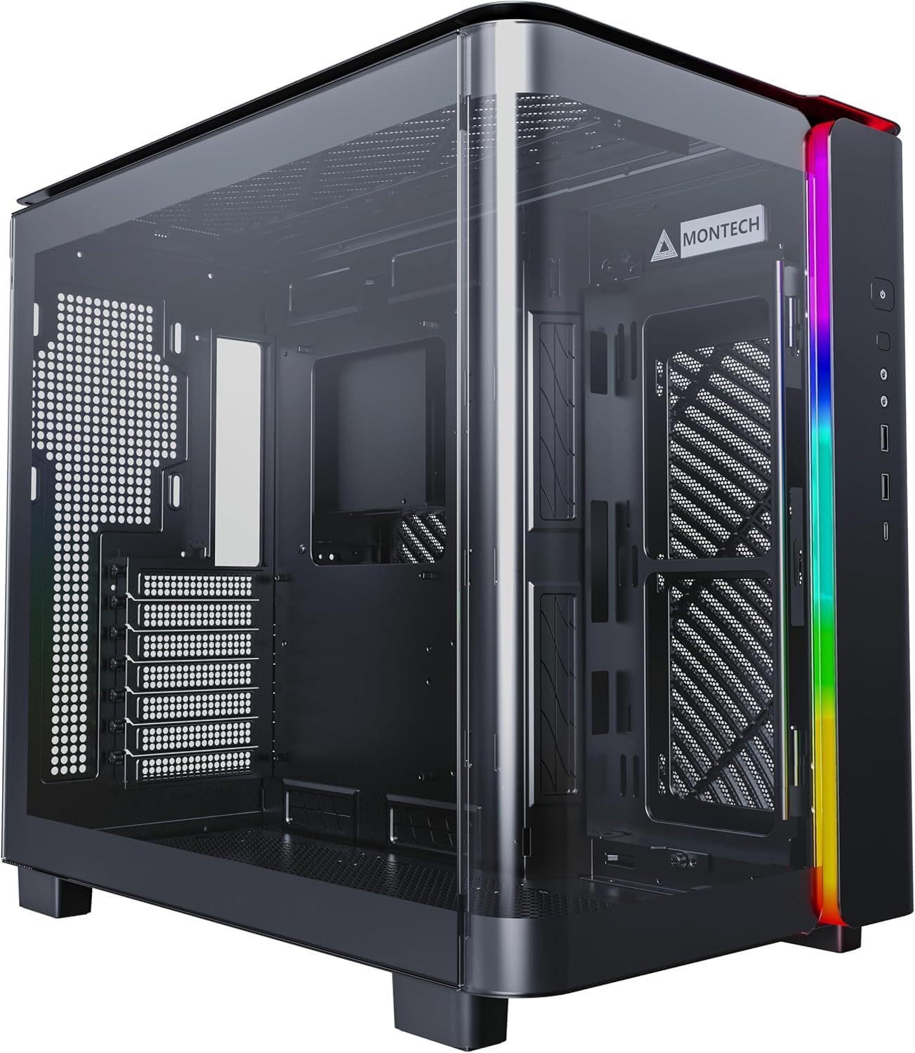 Montech KING 95 Black Mid-Tower PC Case with Tempered Glass & ARGB Lighting - Perfect for Gaming Rigs and High-Performance Builds