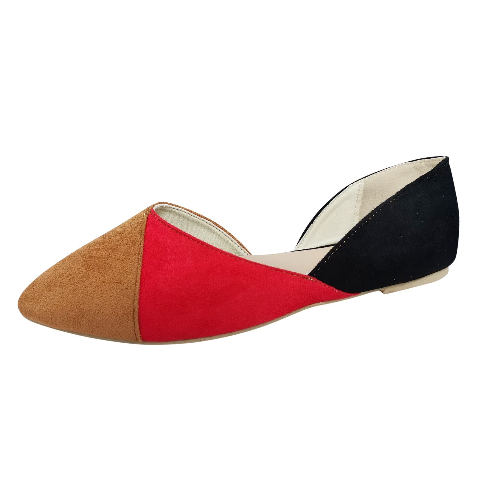 MLAGJSS Women's Pointed Toe Slip-On Loafers - Comfortable Color Block Flats for Work, Office & Casual Dress | Non-Slip Business Shoes for Women
