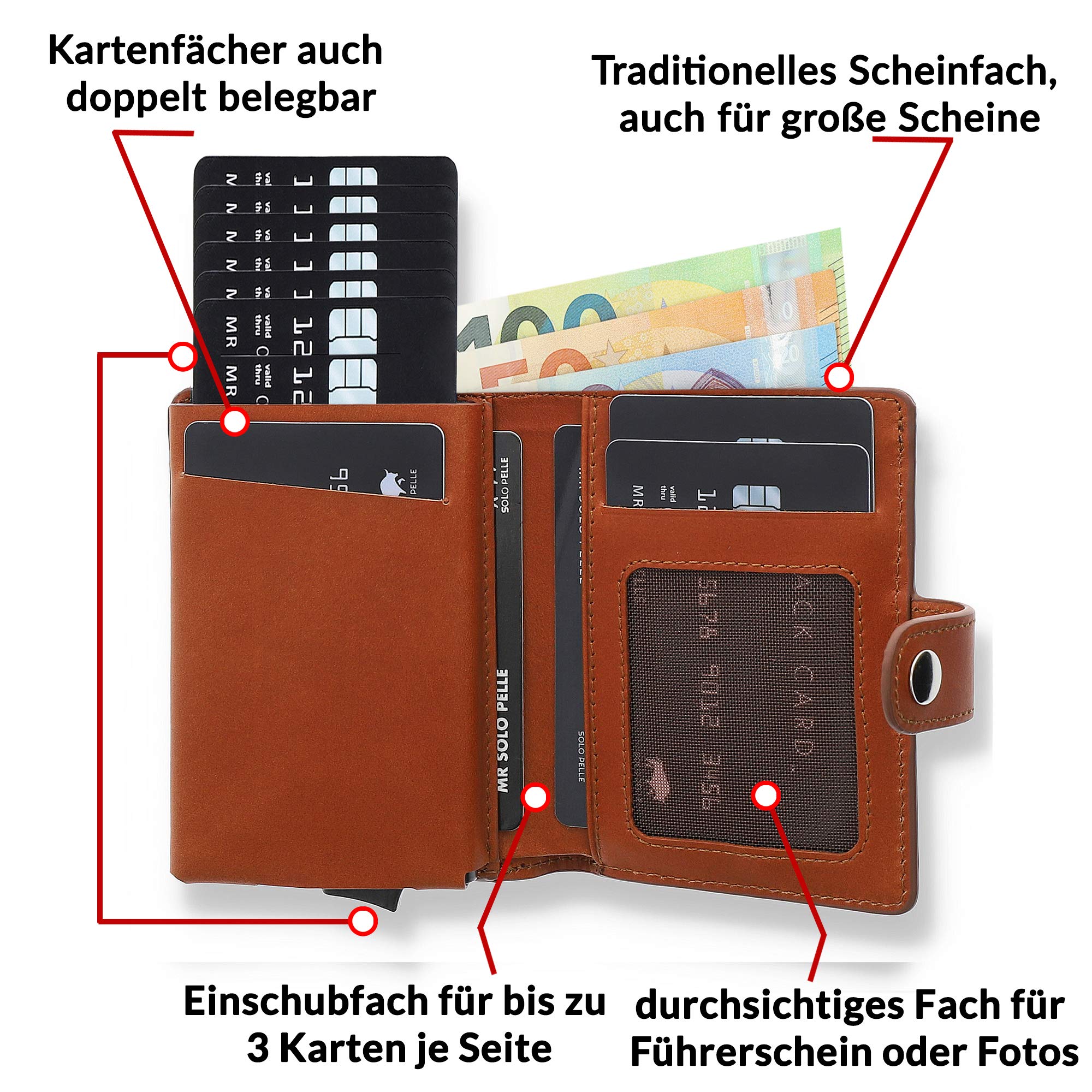Premium Genuine Leather RFID Blocking Wallet for Men - Slim Bifold Credit Card Holder with 15 Card Slots & Cash Pocket | Ideal for Travel, Business & Everyday Use (Cognac Brown Burned Finish)