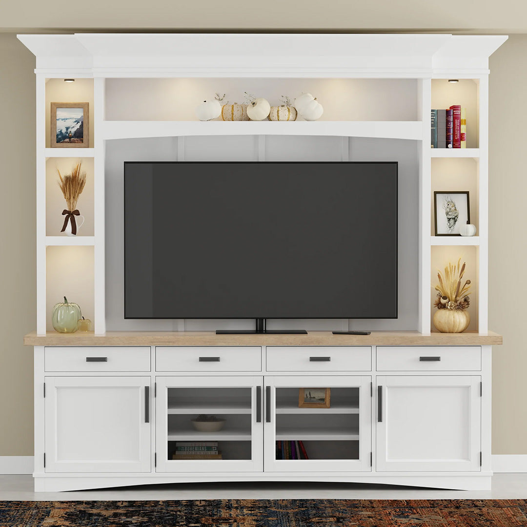 Modern Roots TV Stand Entertainment Center with Storage - Wooden Media Console for Living Room, Bedroom, Home Theater (Use for TV, Gaming Console, Books & Decor)