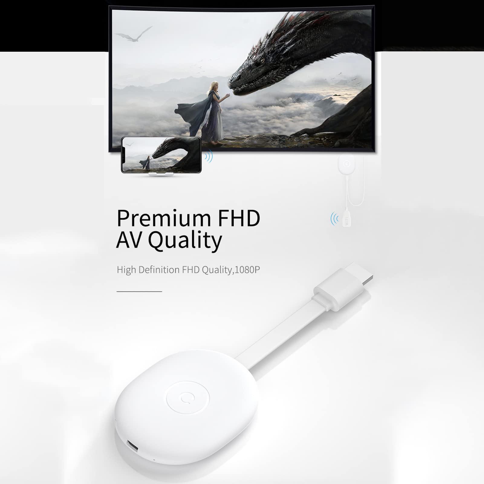 GZALES Wireless Display Dongle Adapter - USB Port HDMI Screen Mirroring Device for Phone, Laptop, PC to TV - Perfect for Business Presentations, Home Entertainment & Gaming