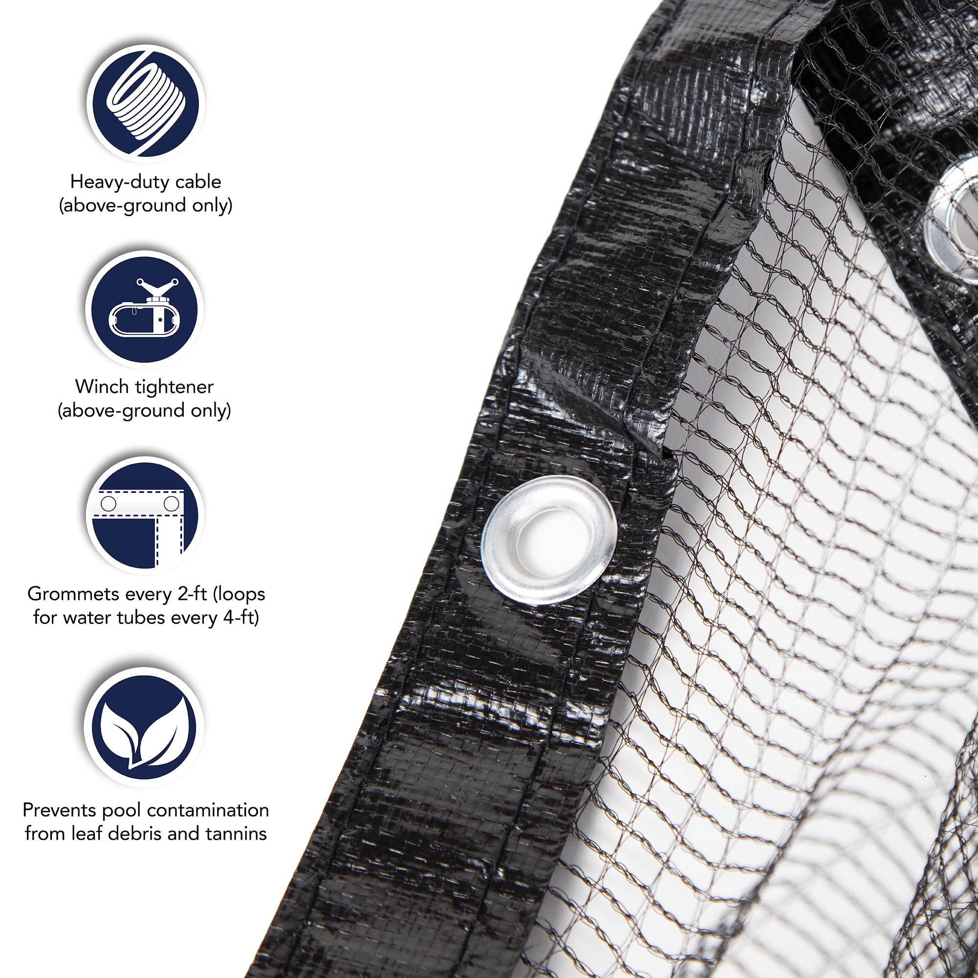 Blue Wave BWC570 25-ft x 45-ft Rectangular Leaf Net In-Ground Pool Cover - Black | Heavy Duty Mesh Pool Cover for Fall & Winter Protection | Perfect for Inground Swimming Pools