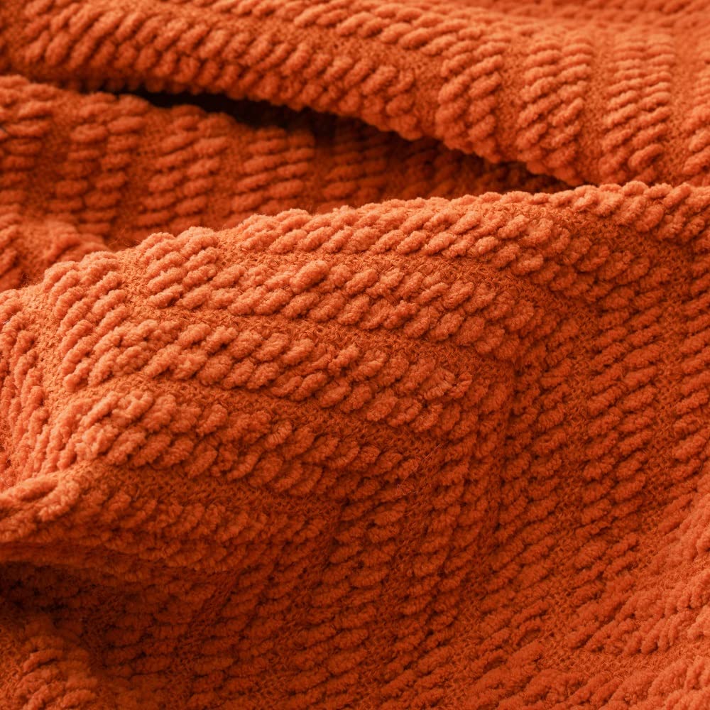 BATTILO HOME Burnt Orange Knit Throw Blanket - 60