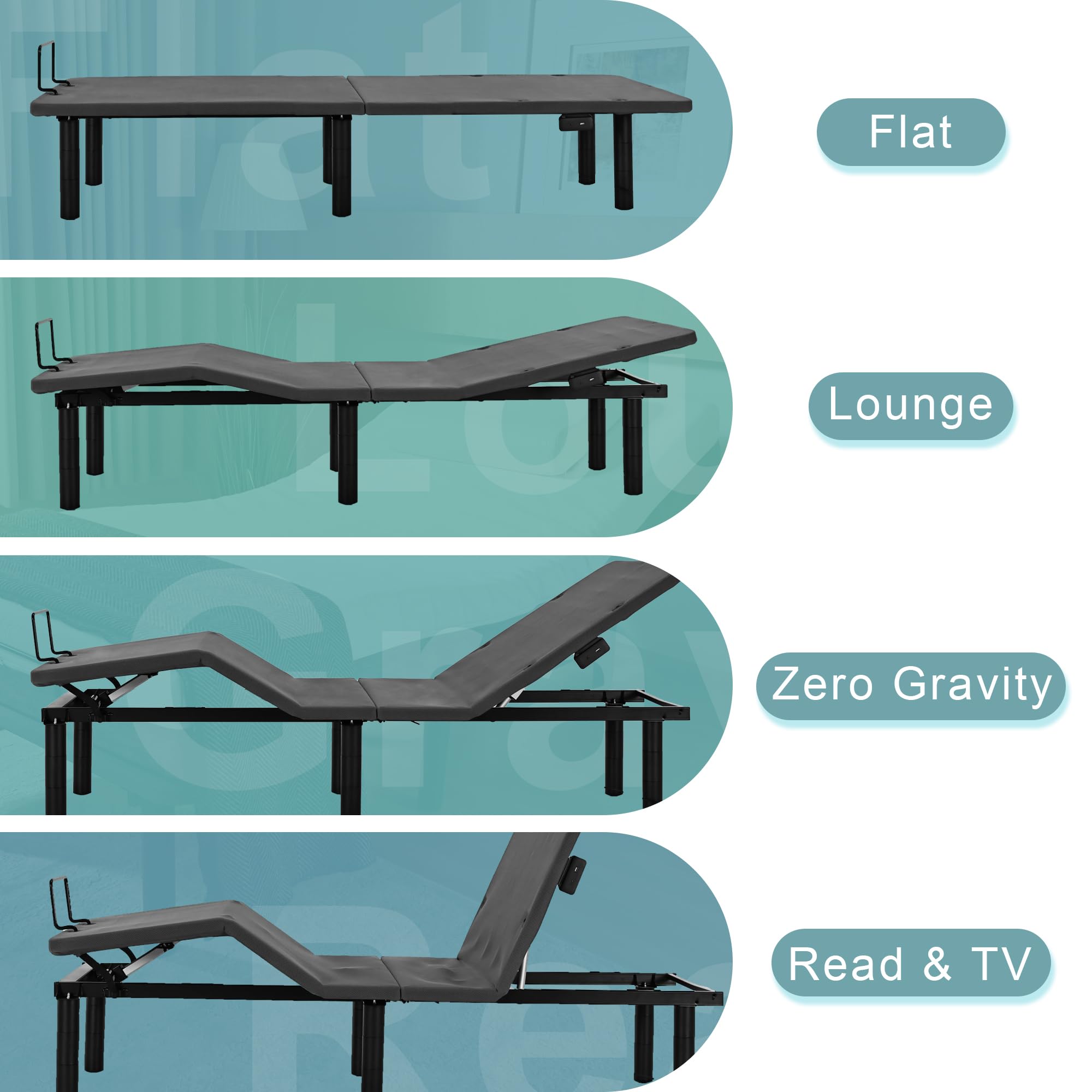 Fromann Electric Adjustable Twin XL Bed Frame with Zero Gravity & USB-C Charging - Sync to King Size - Perfect for Home, Dorm & Guest Room Comfort