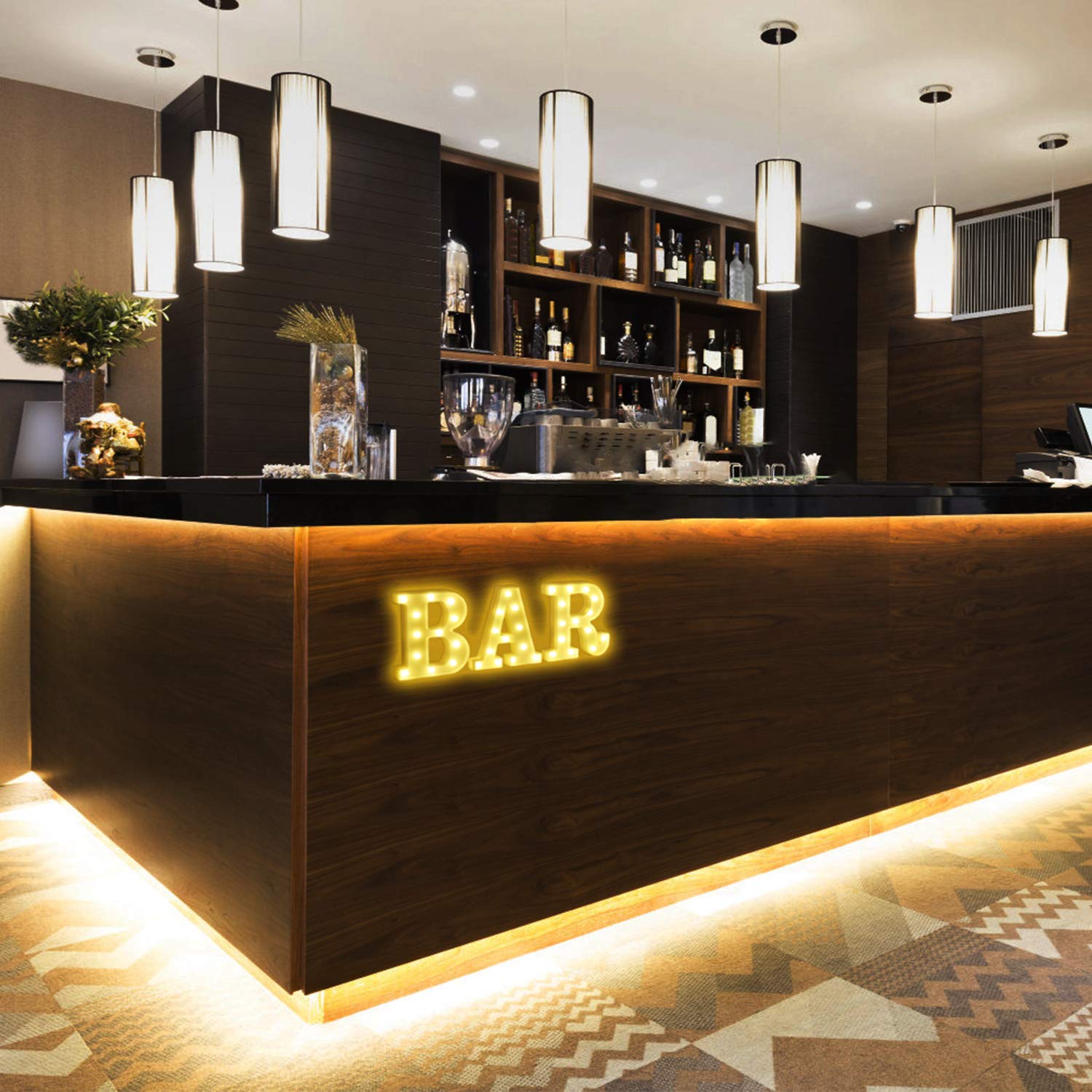 Rdutuok LED Marquee Letter Lights - Battery Powered BAR Sign Lamp for Home, Pub, Wedding & Christmas Decor - Perfect for Parties, Events & Nightlife Ambiance