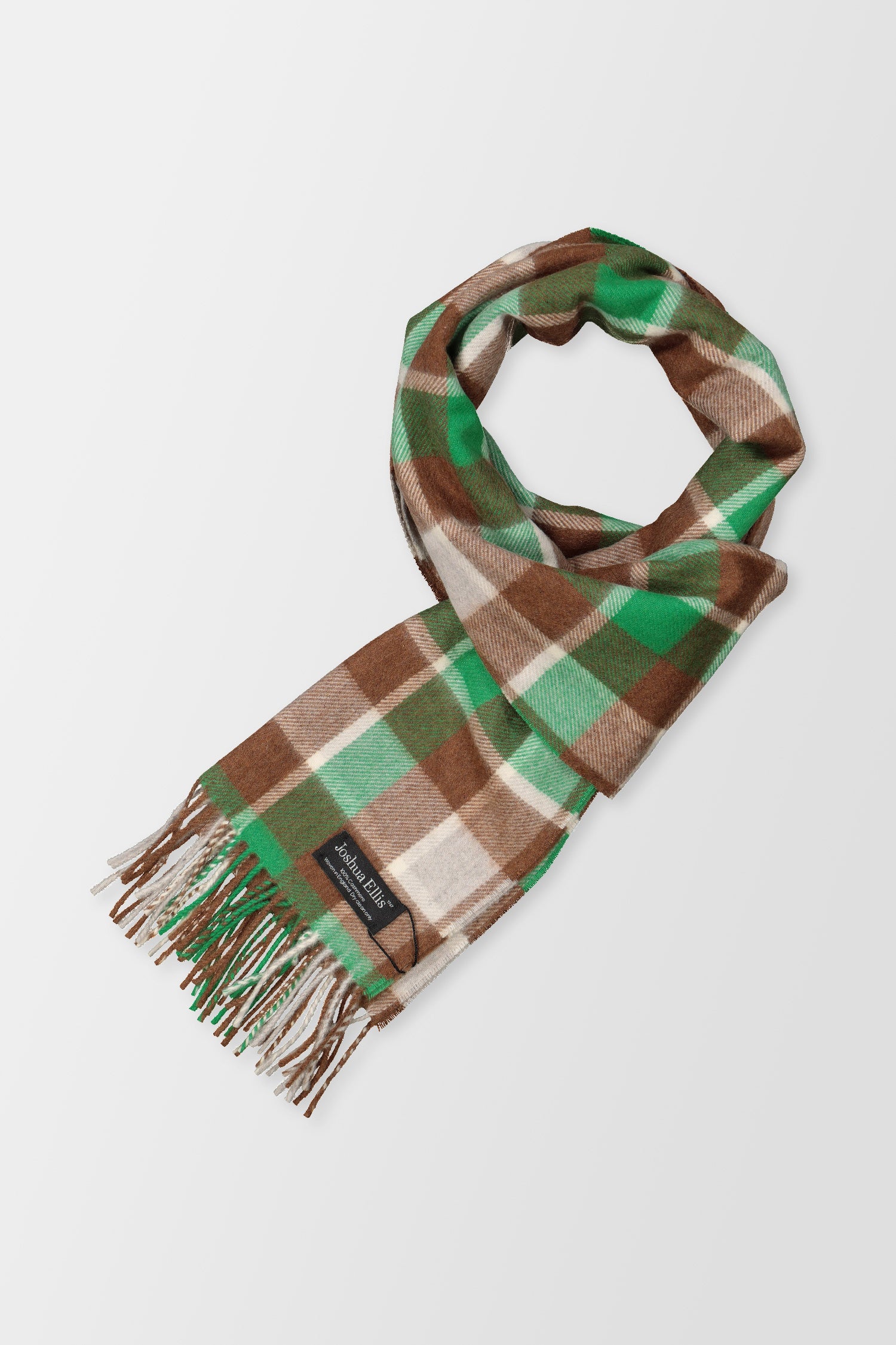 Joshua Ellis Brown Classic Check Brushed Block Scarf - Soft Wool Winter Scarf for Men & Women - Perfect for Cold Weather, Office & Outdoor Activities