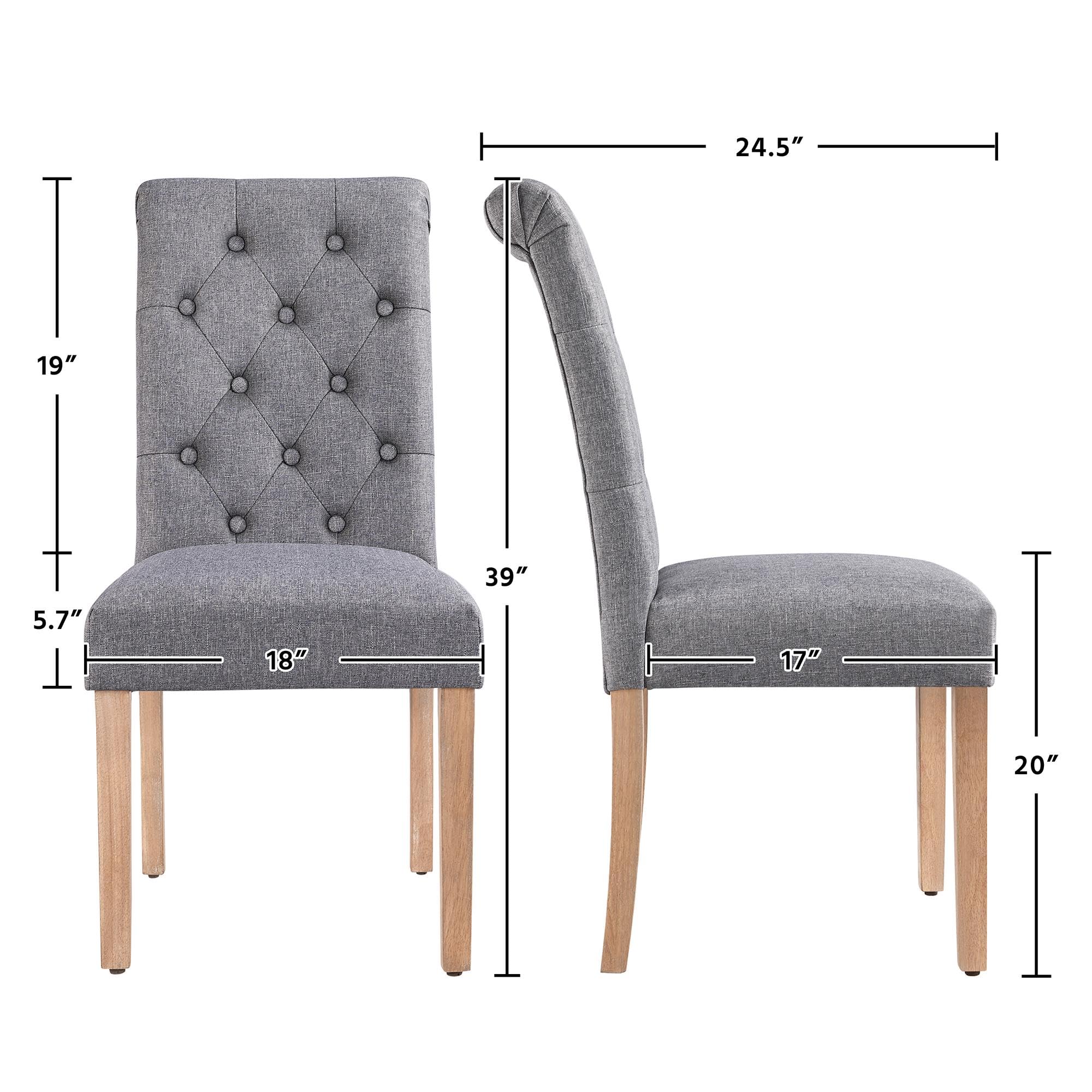 Yaheetech Set of 2 Dark Gray Fabric Upholstered Dining Chairs - Button Tufted High Back Kitchen Chairs with Solid Wood Legs for Home, Restaurant & Dining Room | Perfect for Modern Kitchens, Cozy Breakfast Nooks & Elegant Dining Spaces