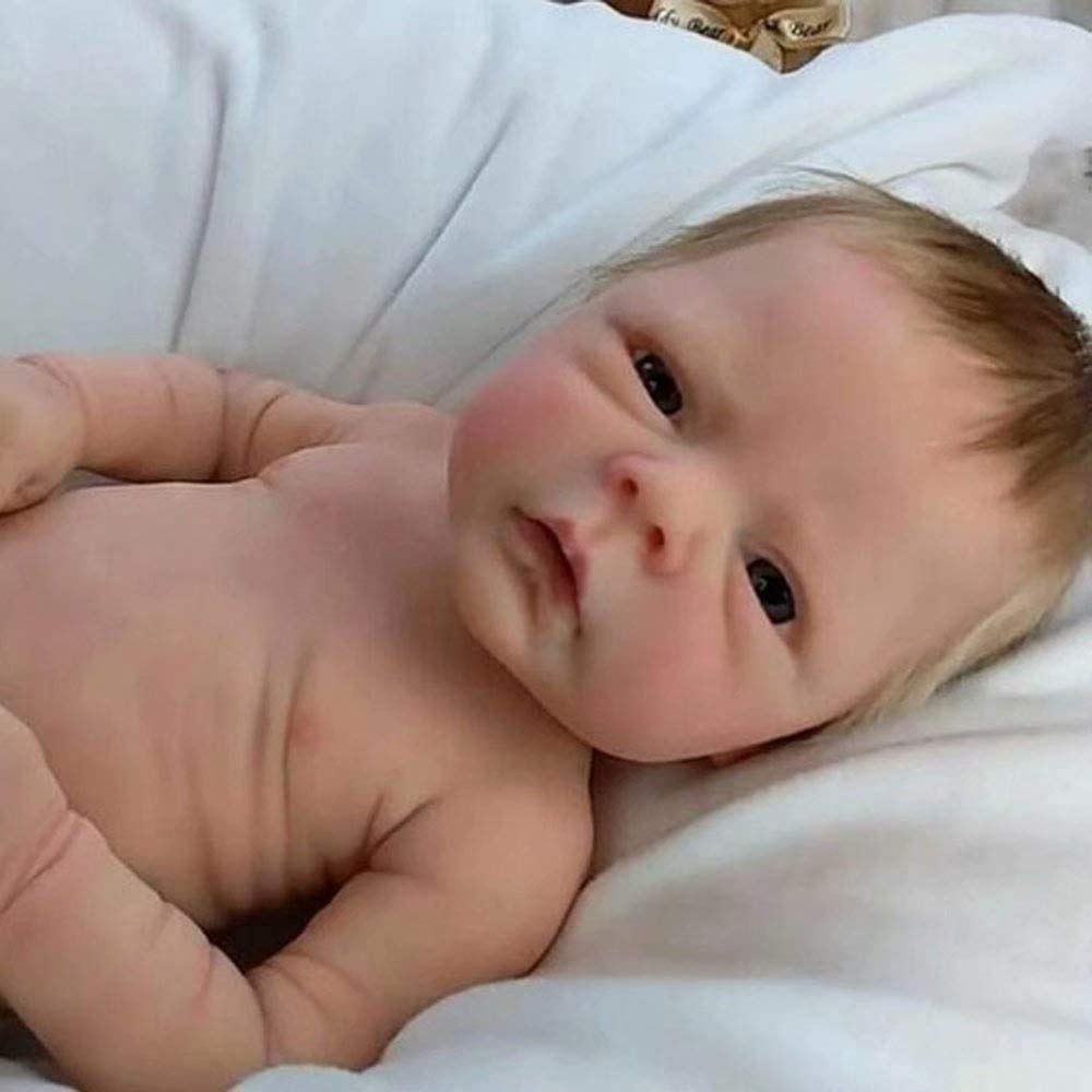 EURORA 18 Inch Reborn Baby Doll Boy - Vinyl Silicone Body with Clothes & Bottle - Perfect Gift for Kids 3+