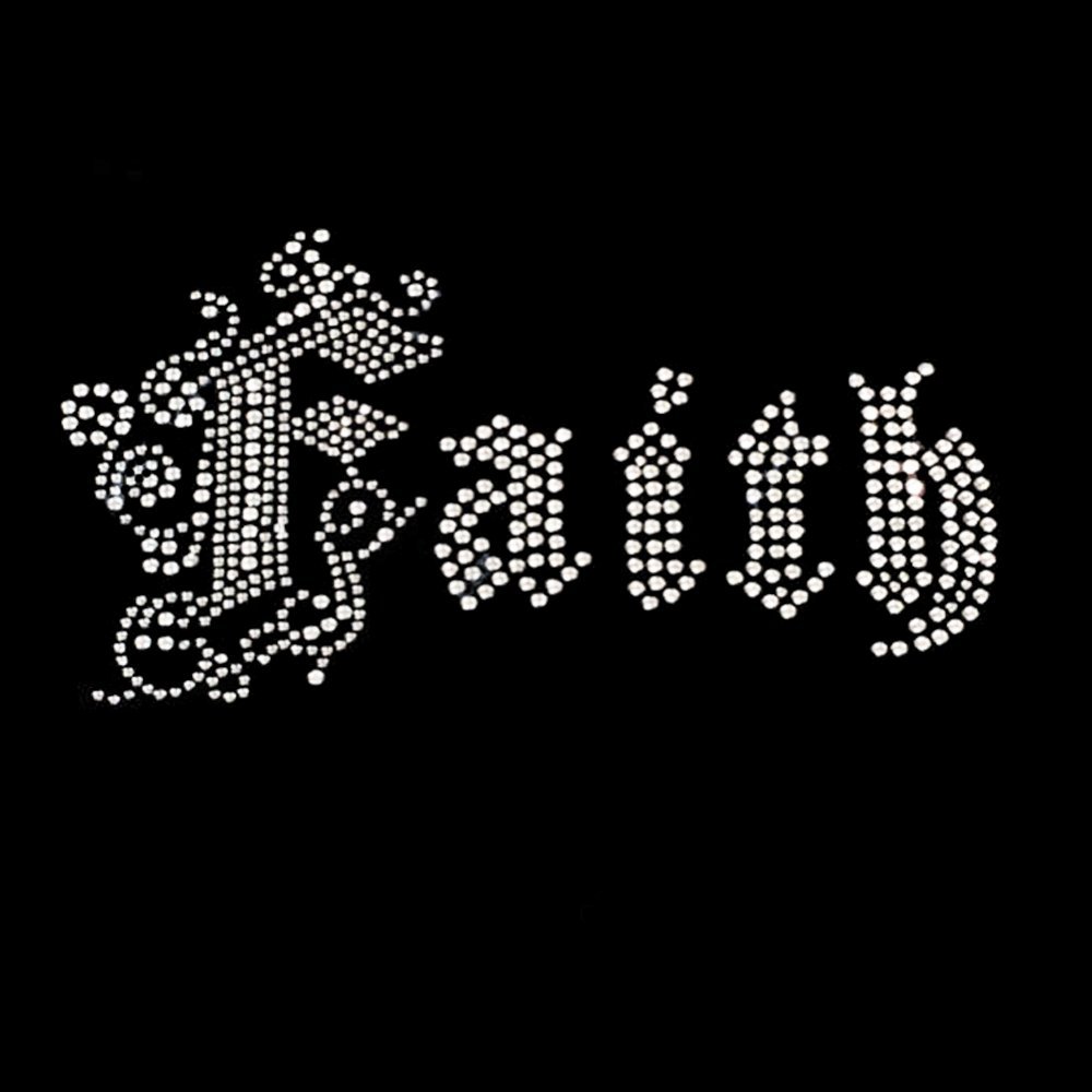 Faith Hotfix Rhinestone Iron-On Transfer - All Crystal Bling for DIY T-Shirts, Hats & Crafts | Perfect for Custom Apparel & Costume Design