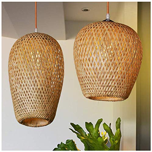 LITFAD Double-Decker Bamboo Pendant Light - 7.5