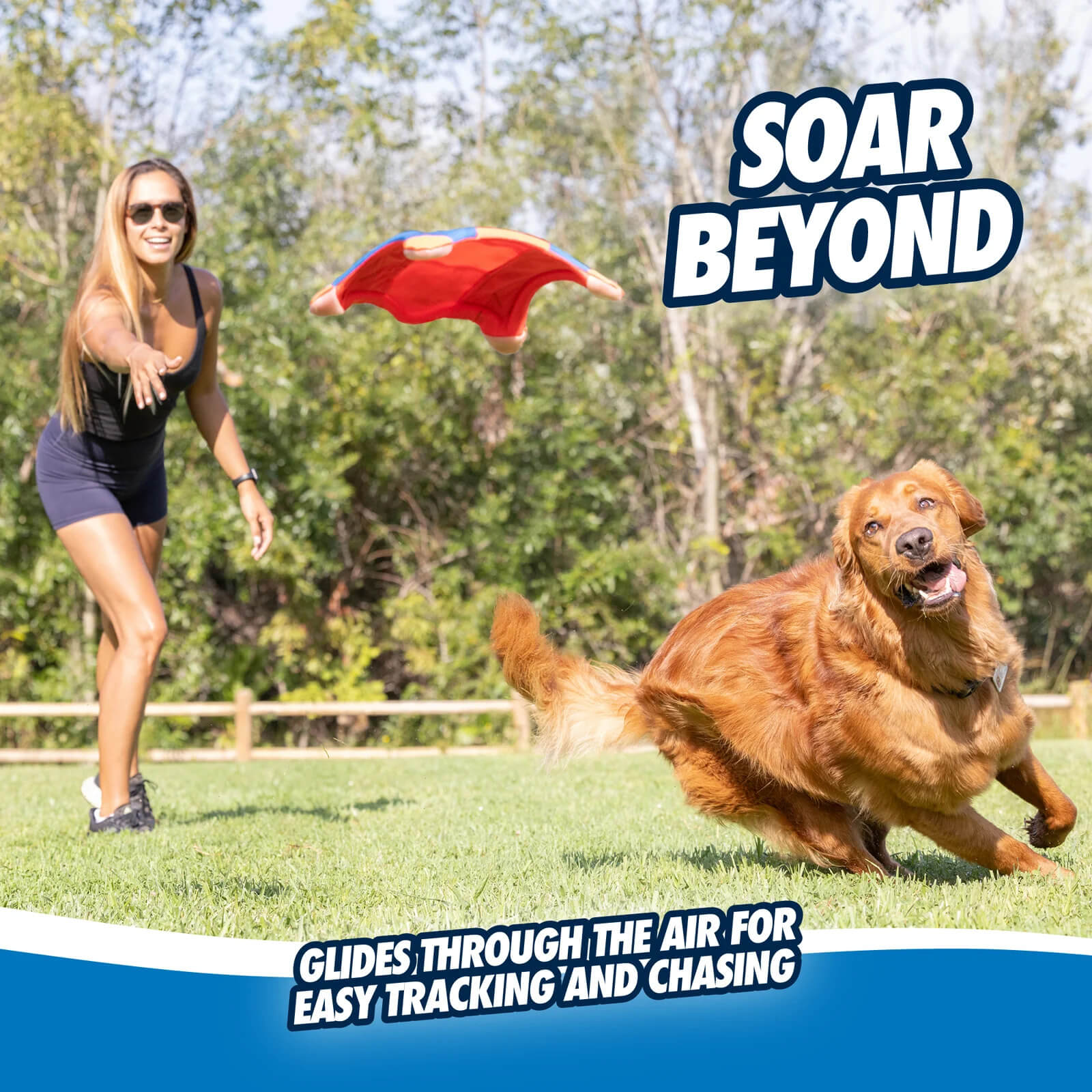 Chuckit! Flying Squirrel Dog Toy - Medium Durable Fetch Frisbee for Outdoor Play, Beach, Park & Backyard Fun