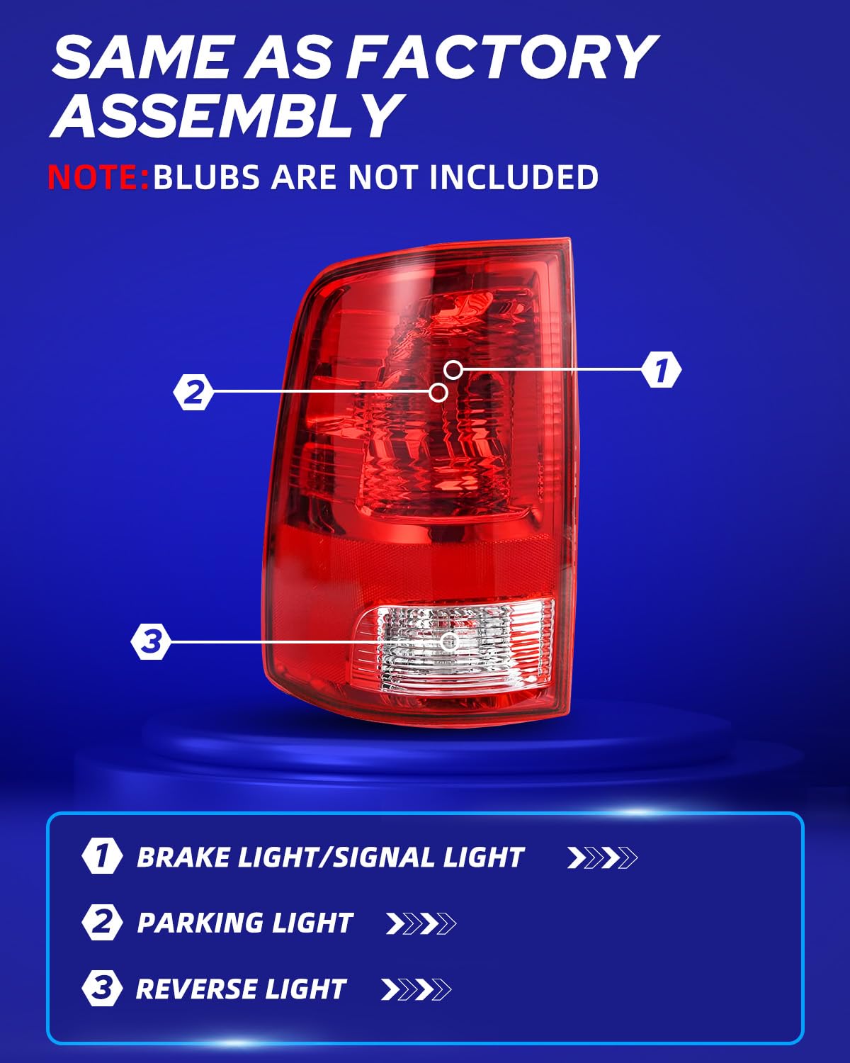 Upgraded AUTOONE Tail Lights Assembly for 2009-2018 Dodge RAM Pickup - OEM Style Rear Tail Lamp Pair (Driver & Passenger Side, Bulbs Not Included) - Perfect for Truck Upgrades, Night Driving Safety & Customization
