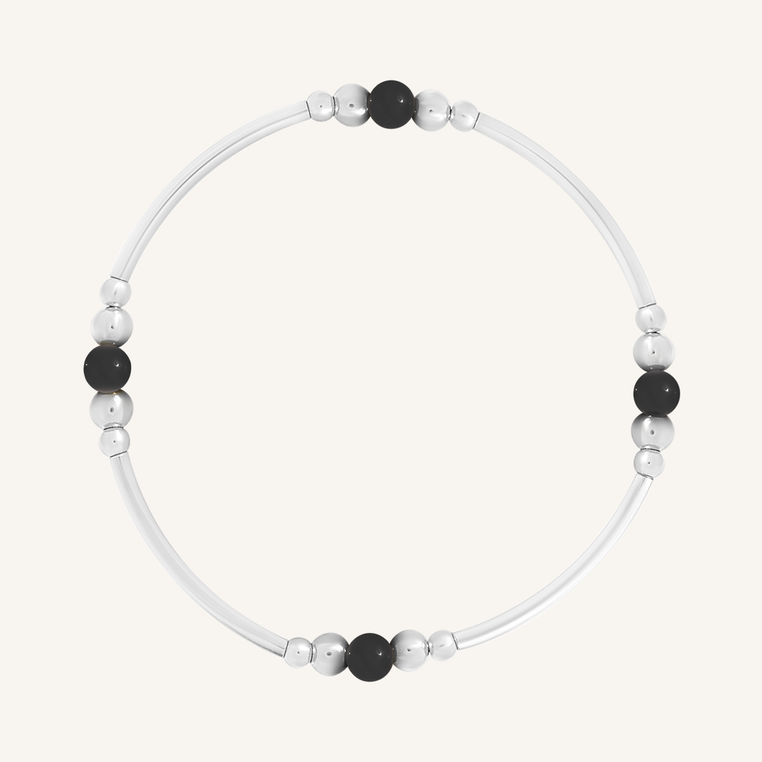 Black Agate Ava Bracelet - Stone of Strength & Protection | Natural Gemstone Jewelry for Women | Perfect for Meditation, Yoga & Spiritual Healing
